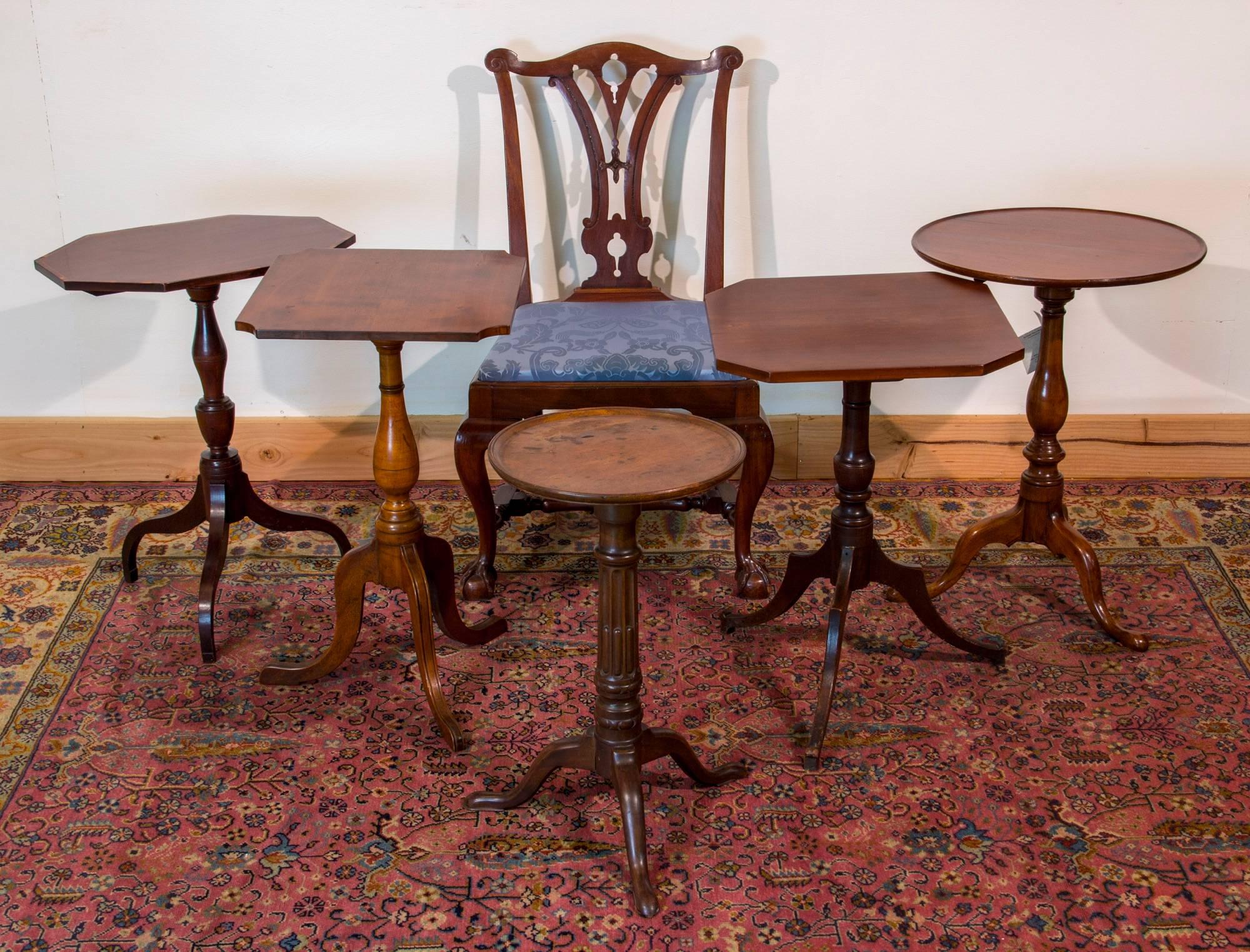 Birch Federal Candle Stand with Notched Corners, circa 1820 For Sale 2