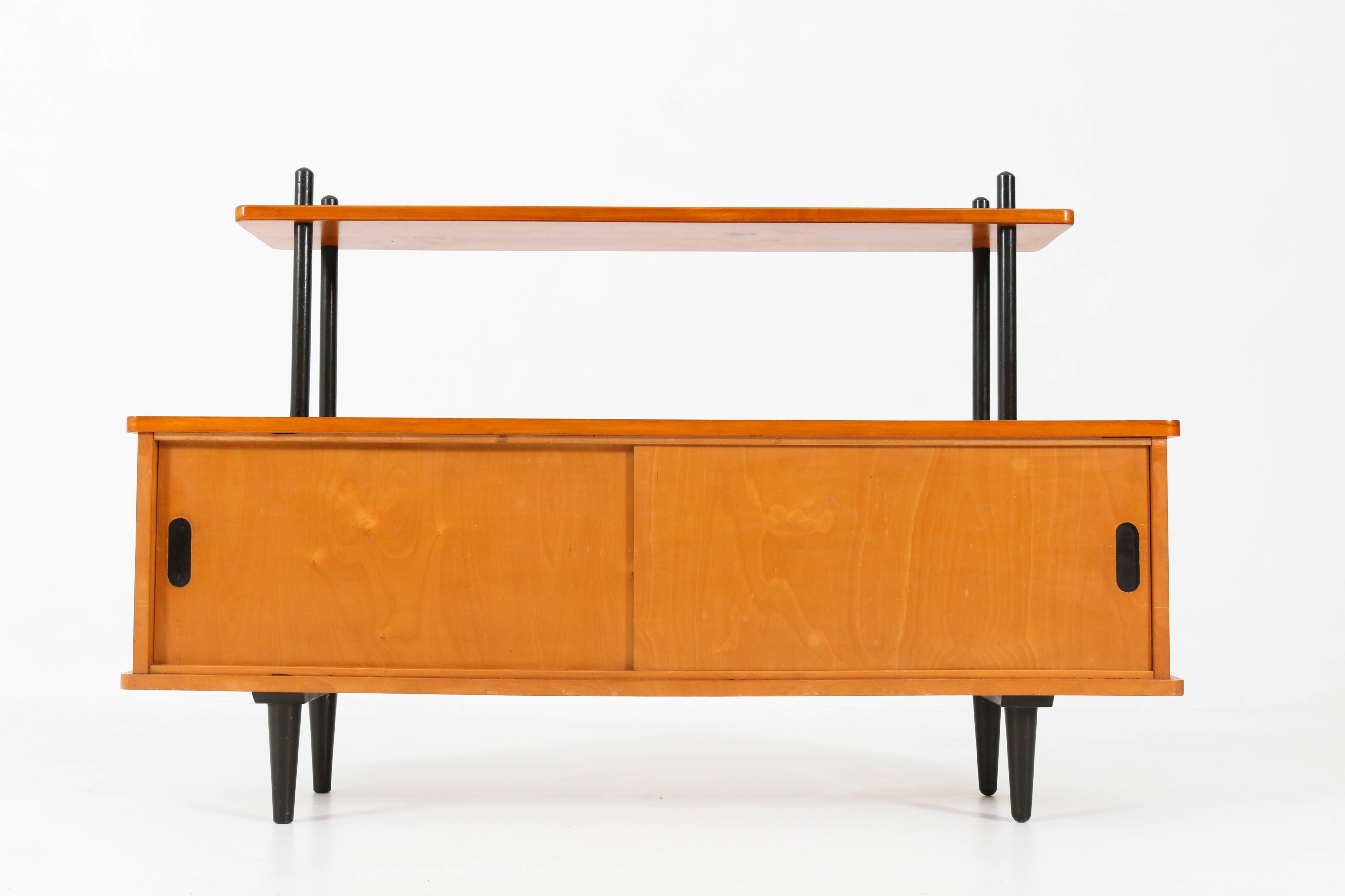 Beech Birch Mid-Century Modern Bookcase or Credenza in the Style of Lutjens, 1950s