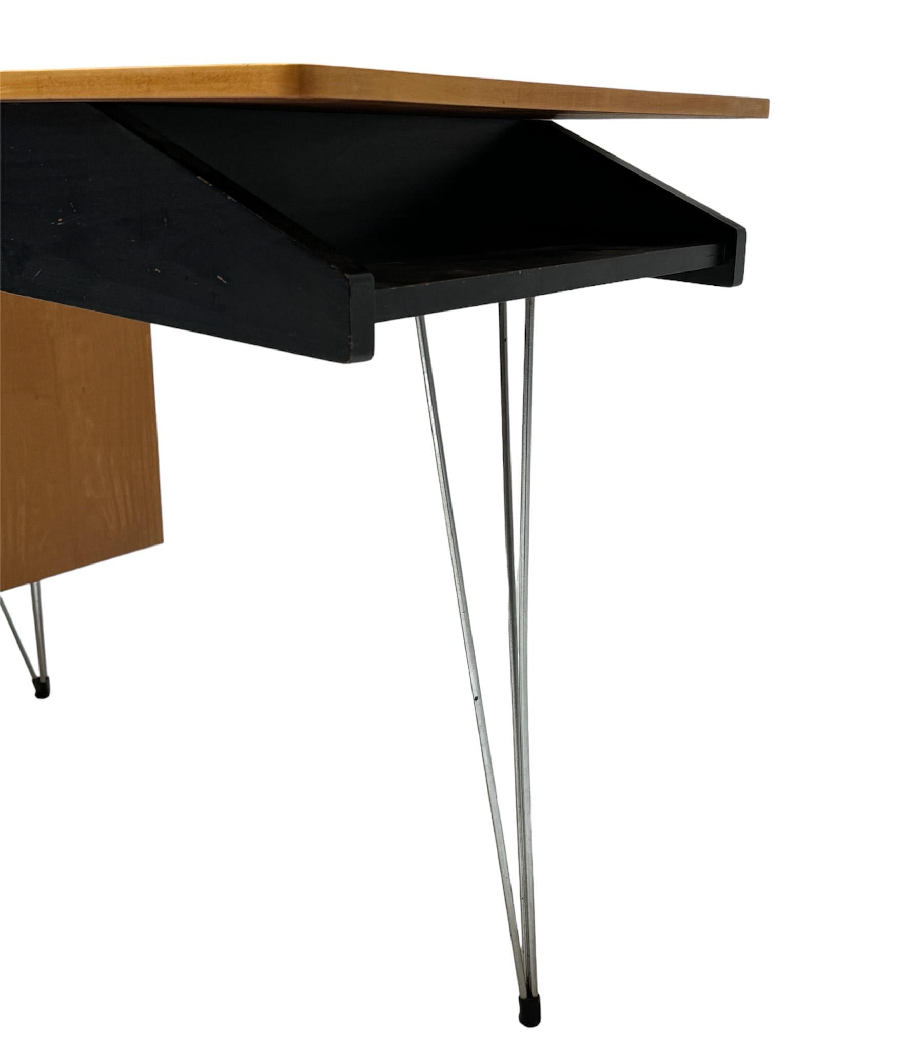 Birch Mid-Century Modern Hairpin Desk or Writing Table by Cees Braakman Pastoe 4