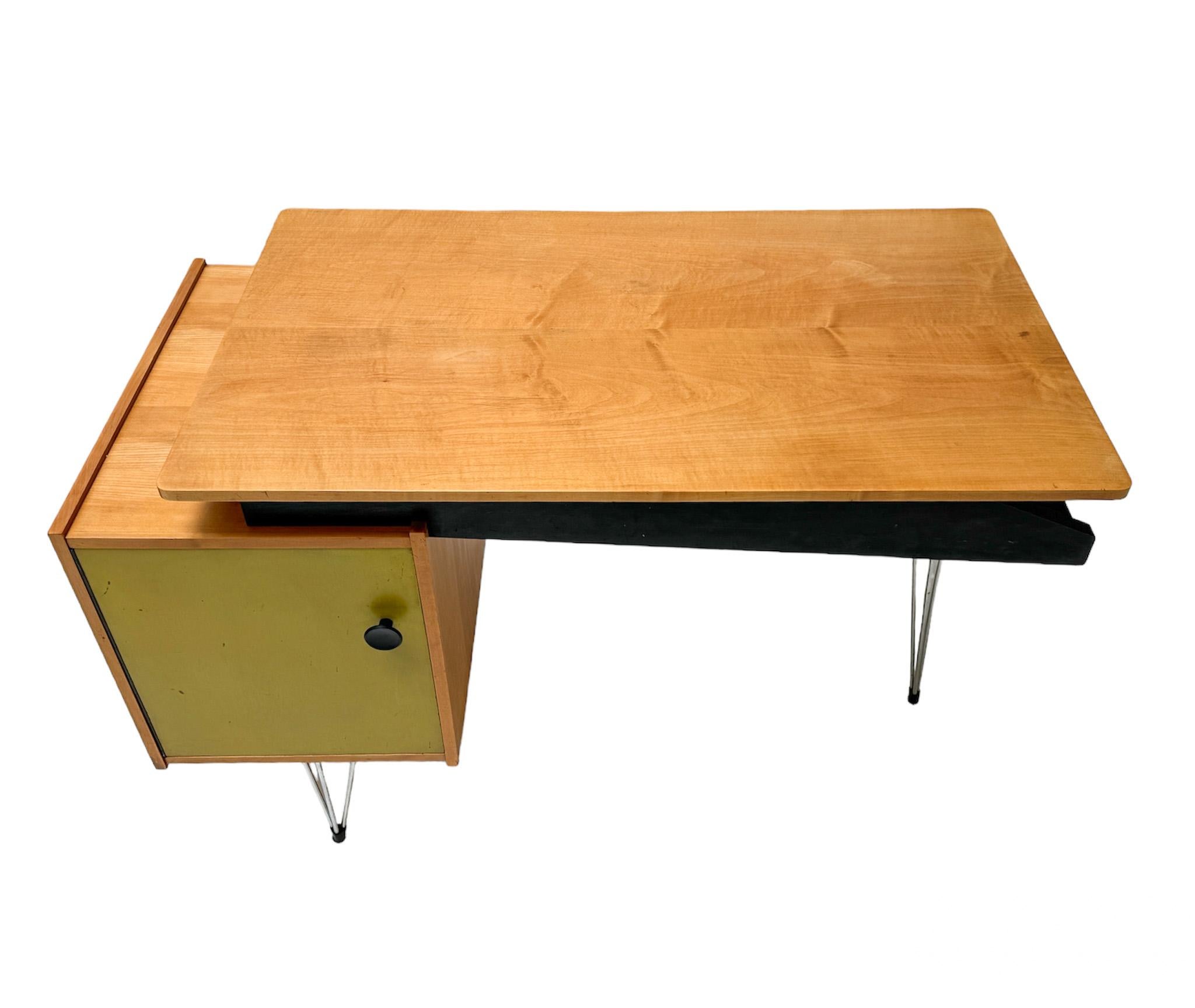Dutch Birch Mid-Century Modern Hairpin Desk or Writing Table by Cees Braakman Pastoe