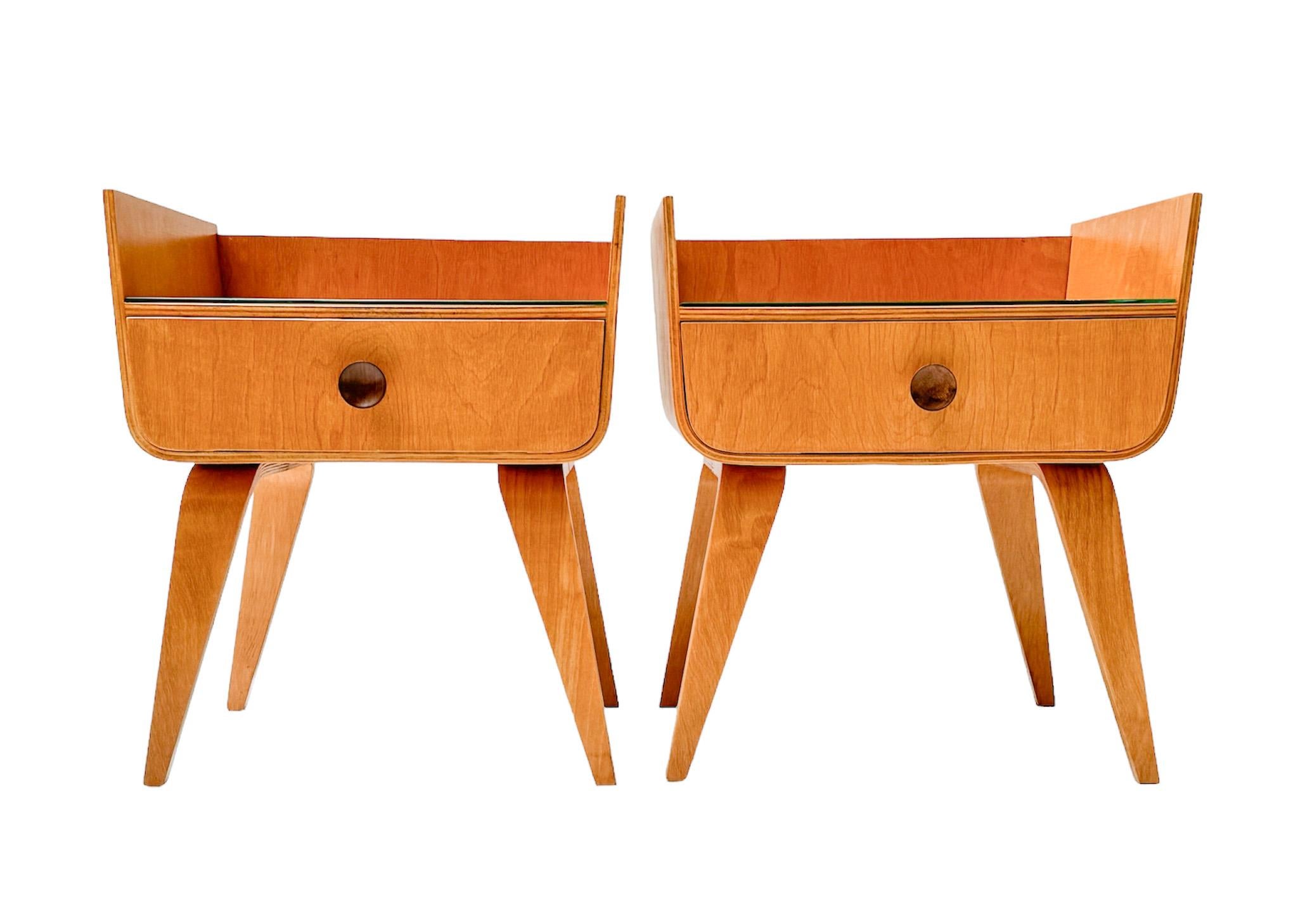 Birch Mid-Century Modern Nightstands or Bedside Tables by Cor Alons, 1949 1