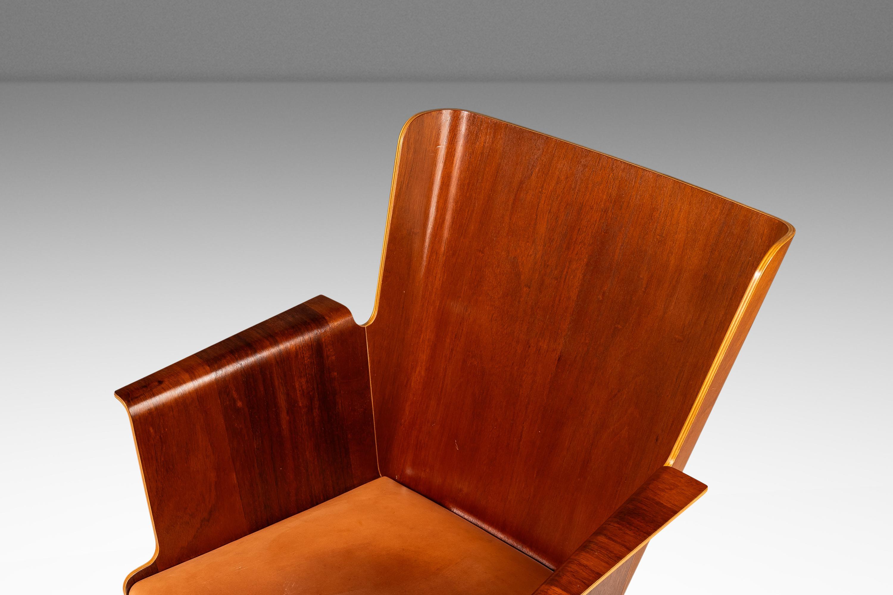 Birch Office Chair with Patinaed Cognac Leather, Ake Axelsson, Sweden, 2000s For Sale 5