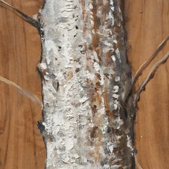 "Birch, " Oil on Olive Board, 2022