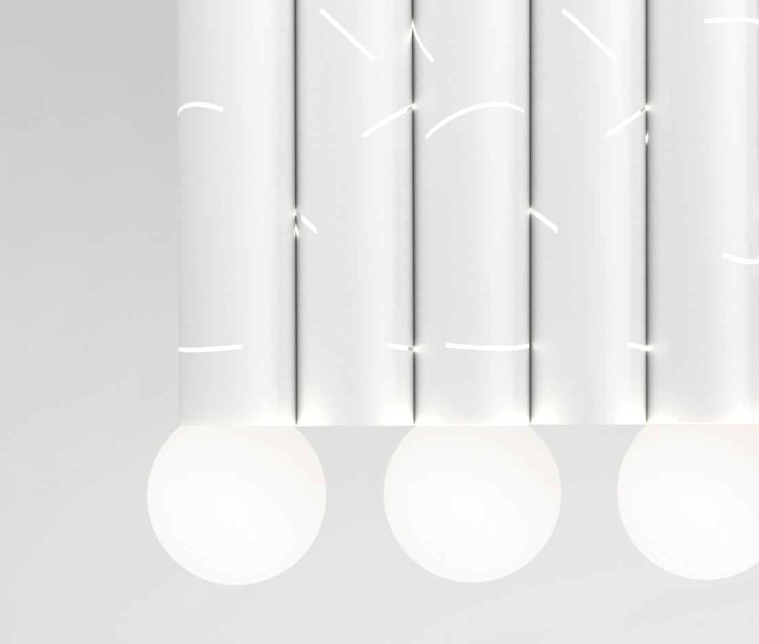 Post-Modern Birch Pendant Light, 7 Elements, by Atelier Areti For Sale
