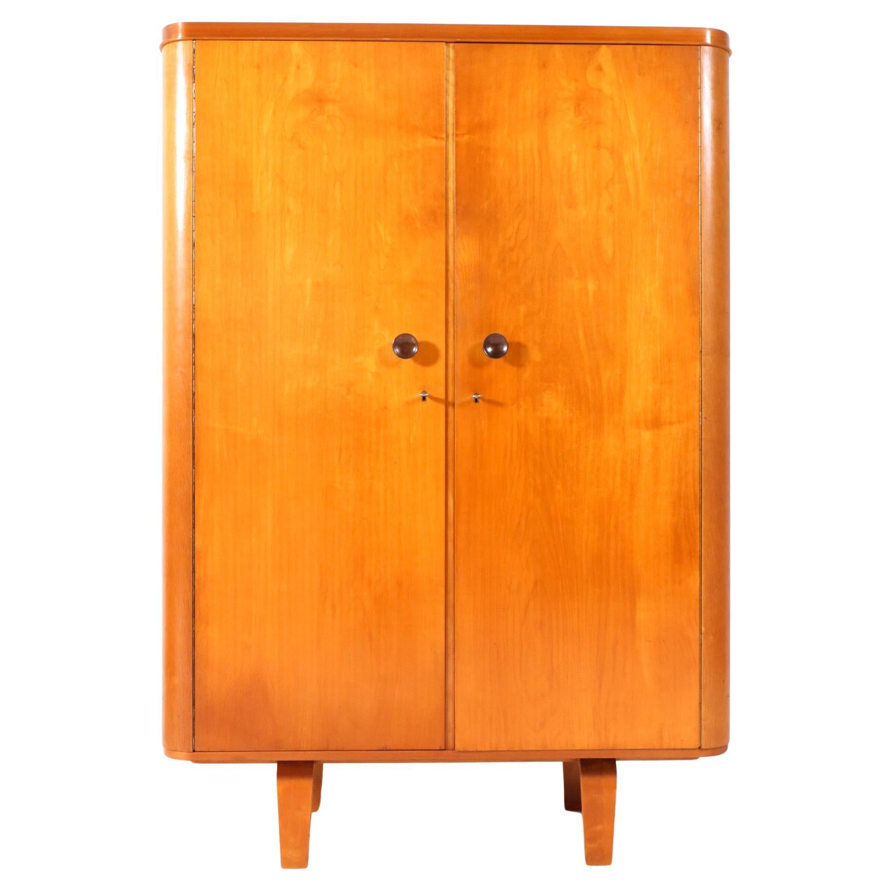 Birch Plywood Mid-Century Modern Armoire by Cor Alons for Den Boer Gouda, 1949