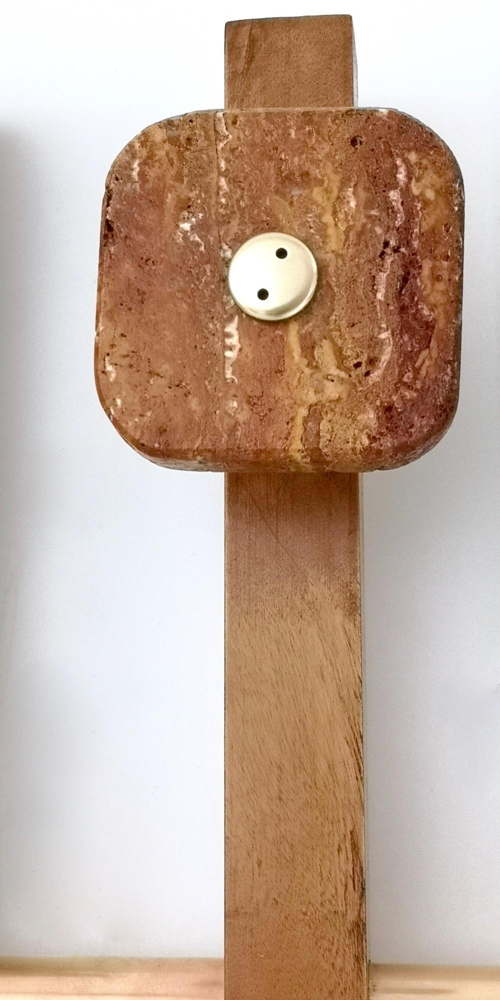 Birch Root and Brass Coat Rack with Red Travertine Hooks, Italy, 1970s 1