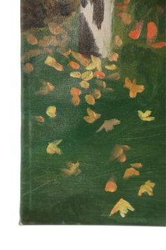 Birch Tree Lined Road and Landscape Painting on Canvas