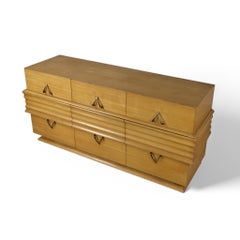 Birch Vintage Streamline Mid Century Modern Lowboy Dresser c. 1950s
