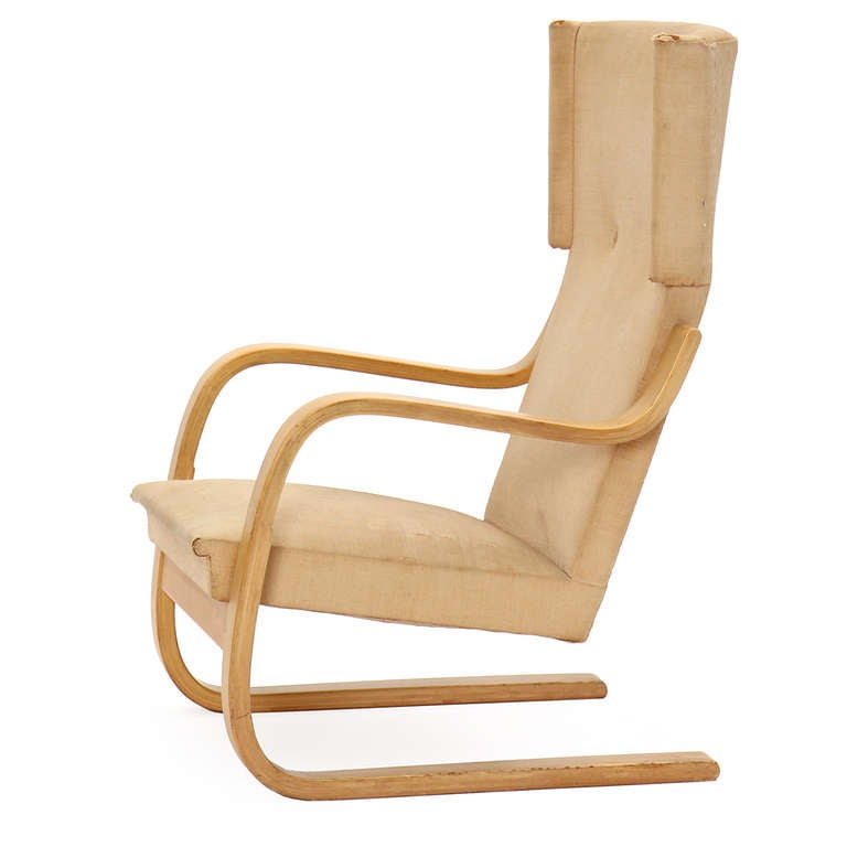 Scandinavian Modern Birch Wingback Lounge Chair by Alvar Aalto for Artek For Sale