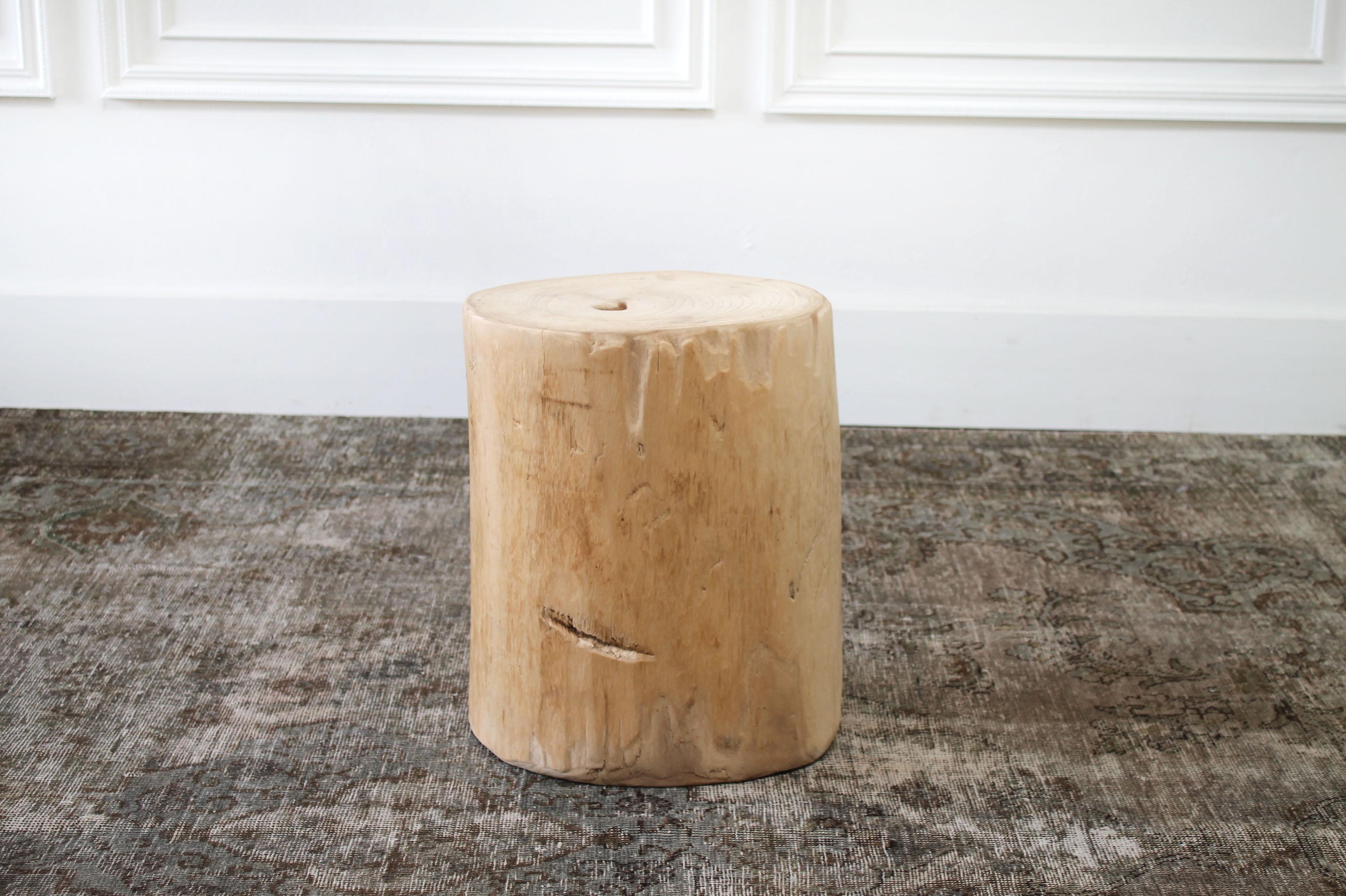 Birch wood tree stump base for side table or stool Beautiful smooth top with rustic sides, these are great for a side table or can be used for seating in any room. These are raw wood, they do not have any finish, or coloring. Measures: 14.5
