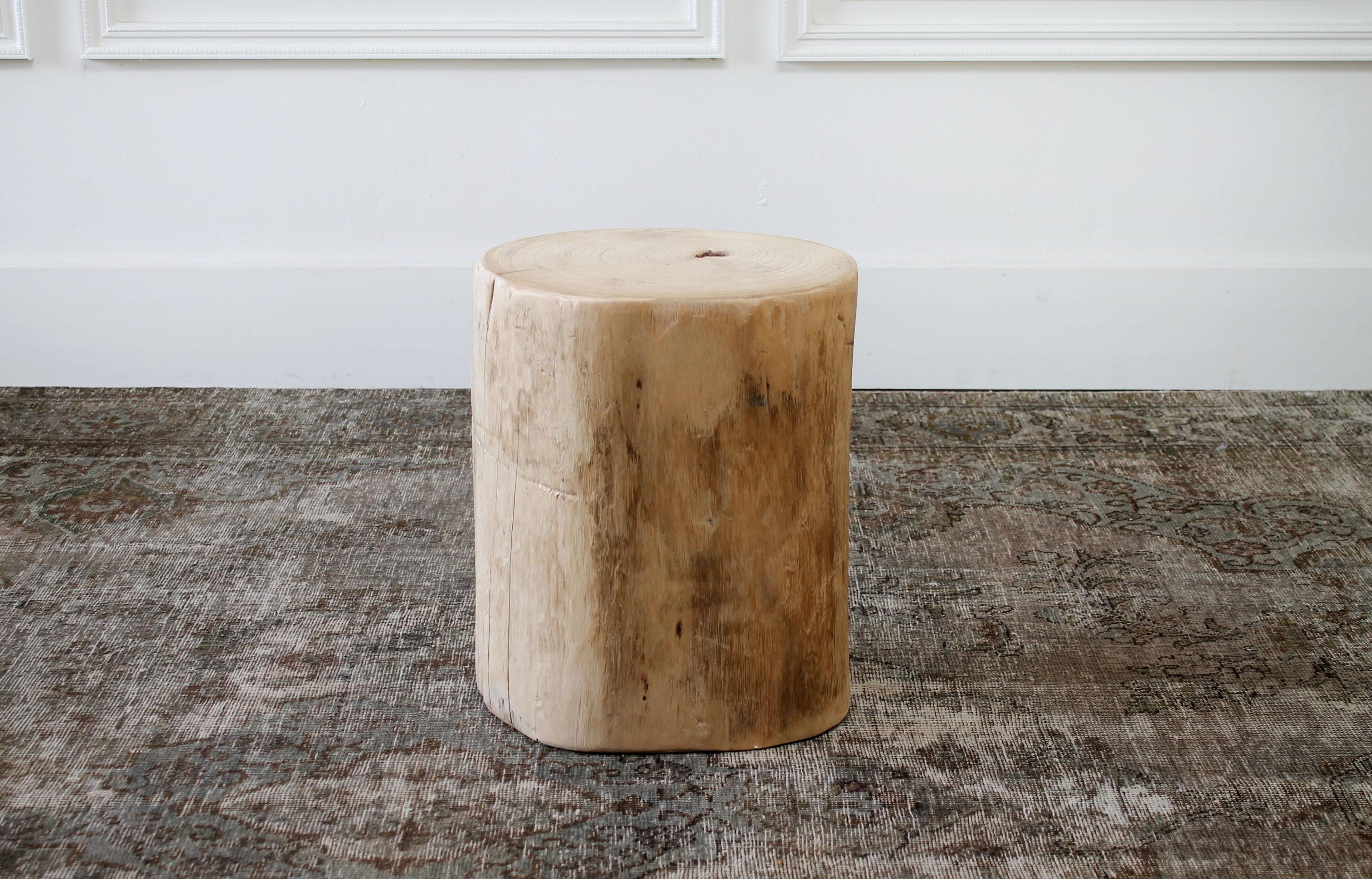 birch stump side table