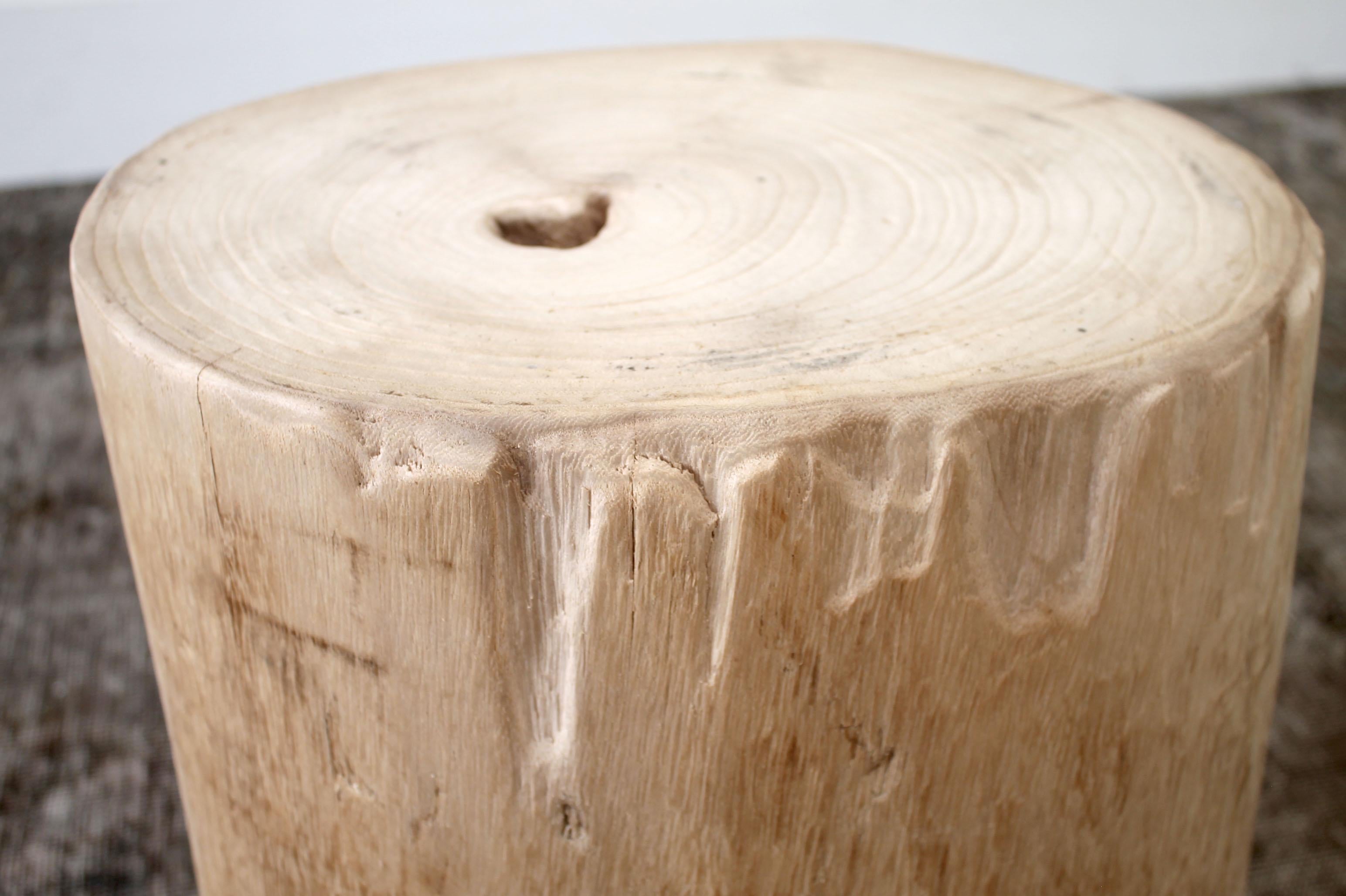 Contemporary Birch Wood Tree Stump Base for Side Table or Stool