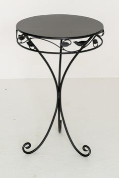 Bird Adorned Round Metal Garden Side Table, Cast Design, USA, 1980s