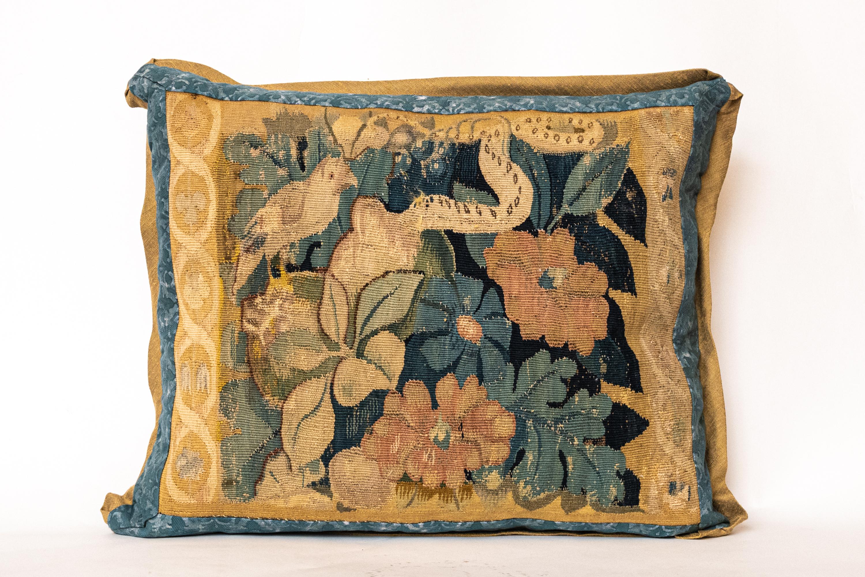 Bird and Snake Fortuny Tapestry Cushion by David Duncan Studio In Good Condition For Sale In New York, NY