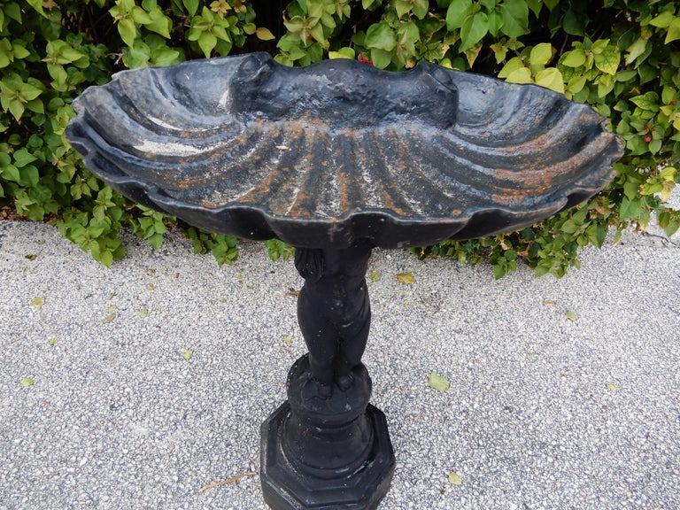 Bird Bath Cast Iron with Cherub at 1stDibs tom chambers antique bird bath france, victorian
