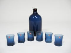 Bouteille à oiseaux et ensemble de verres I-Line de Timo Sarpaneva