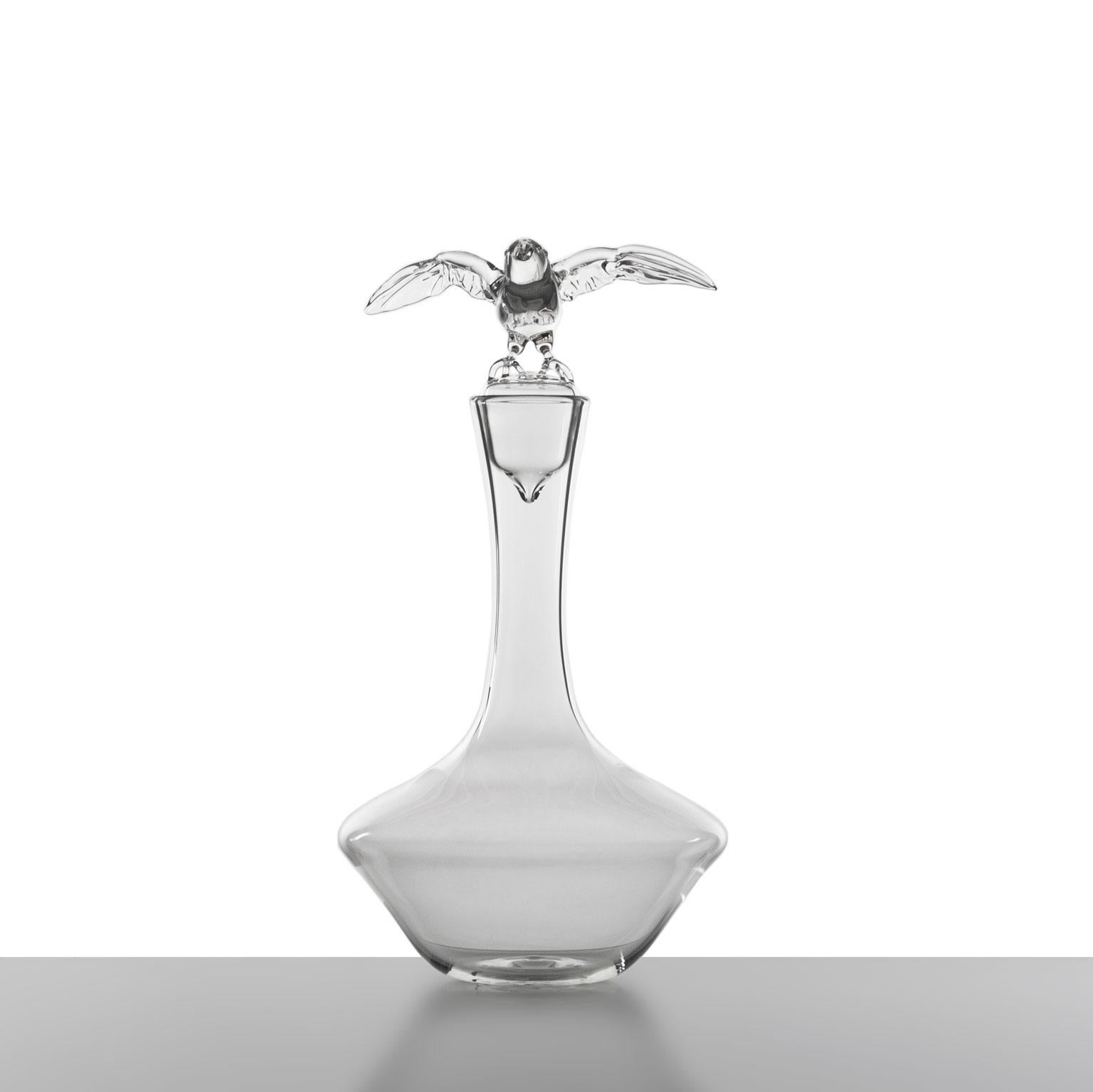mundgeblasene Glasflasche „ Vogelflasche“ von Simone Crestani (Moderne) im Angebot