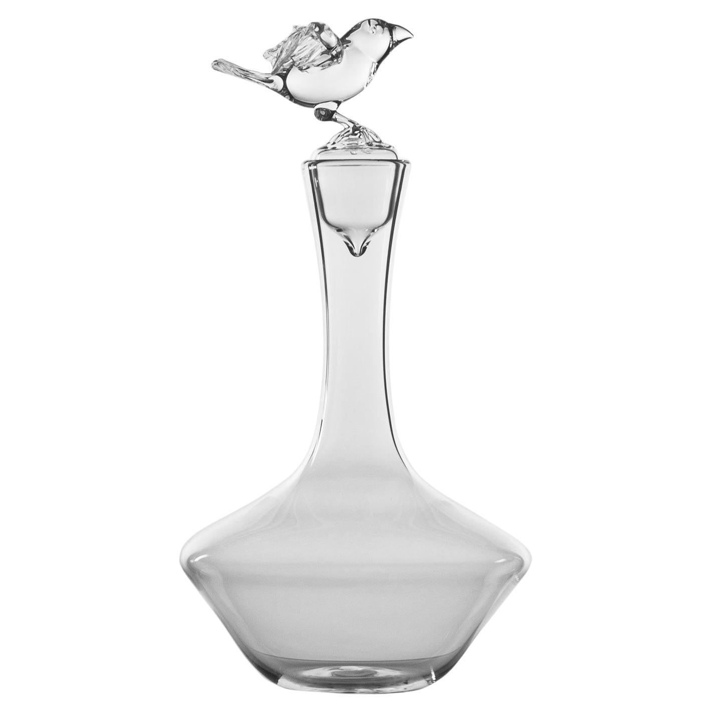 mundgeblasene Glasflasche „ Vogelflasche“ von Simone Crestani im Angebot