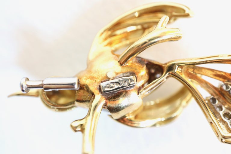 Broche Diamant Et Perle Ponte Vecchio - Or Jaune K18 - Occasion Très Bon état