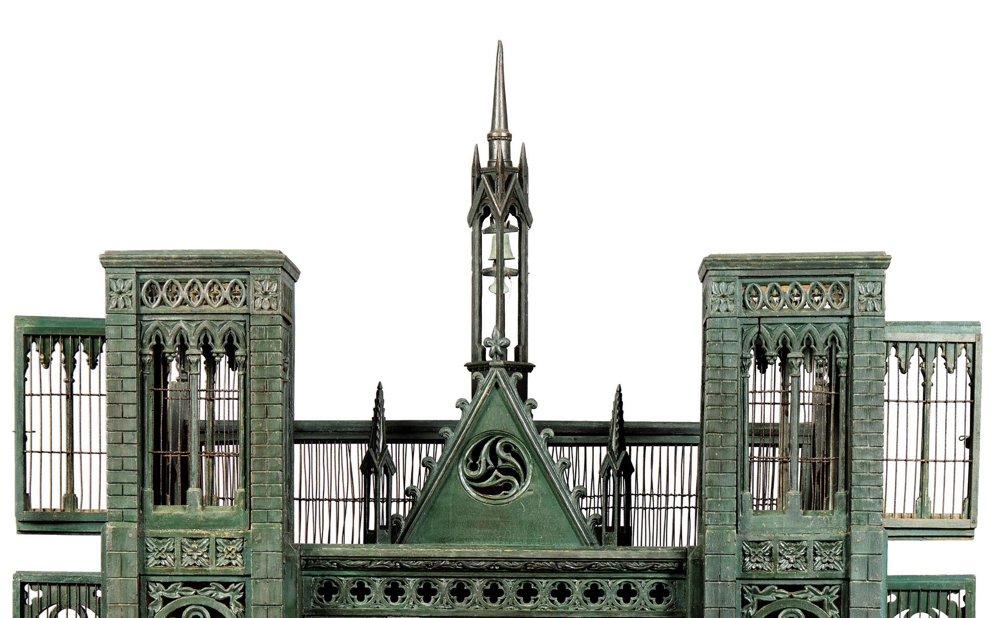 Neoclassical Bird Cage Mid-19th Century Voliere Cathedrale Notre Dame Neo-Gothic