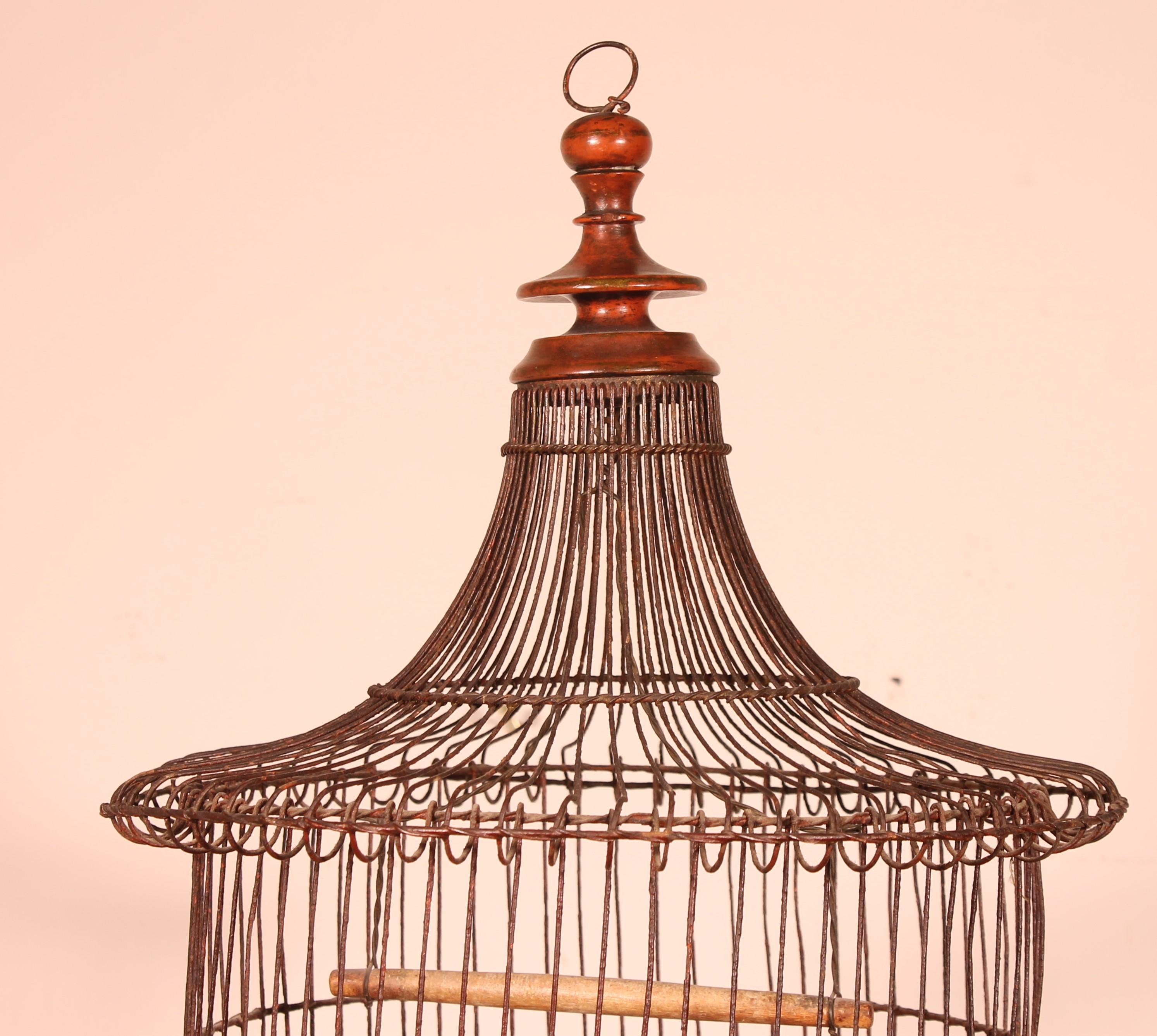 Giltwood Bird Cage on Stand with Chinese Decor, 19 ° Century For Sale