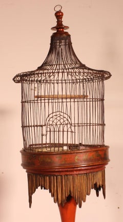 Bird Cage on Stand with Chinese Decor, 19 ° Century