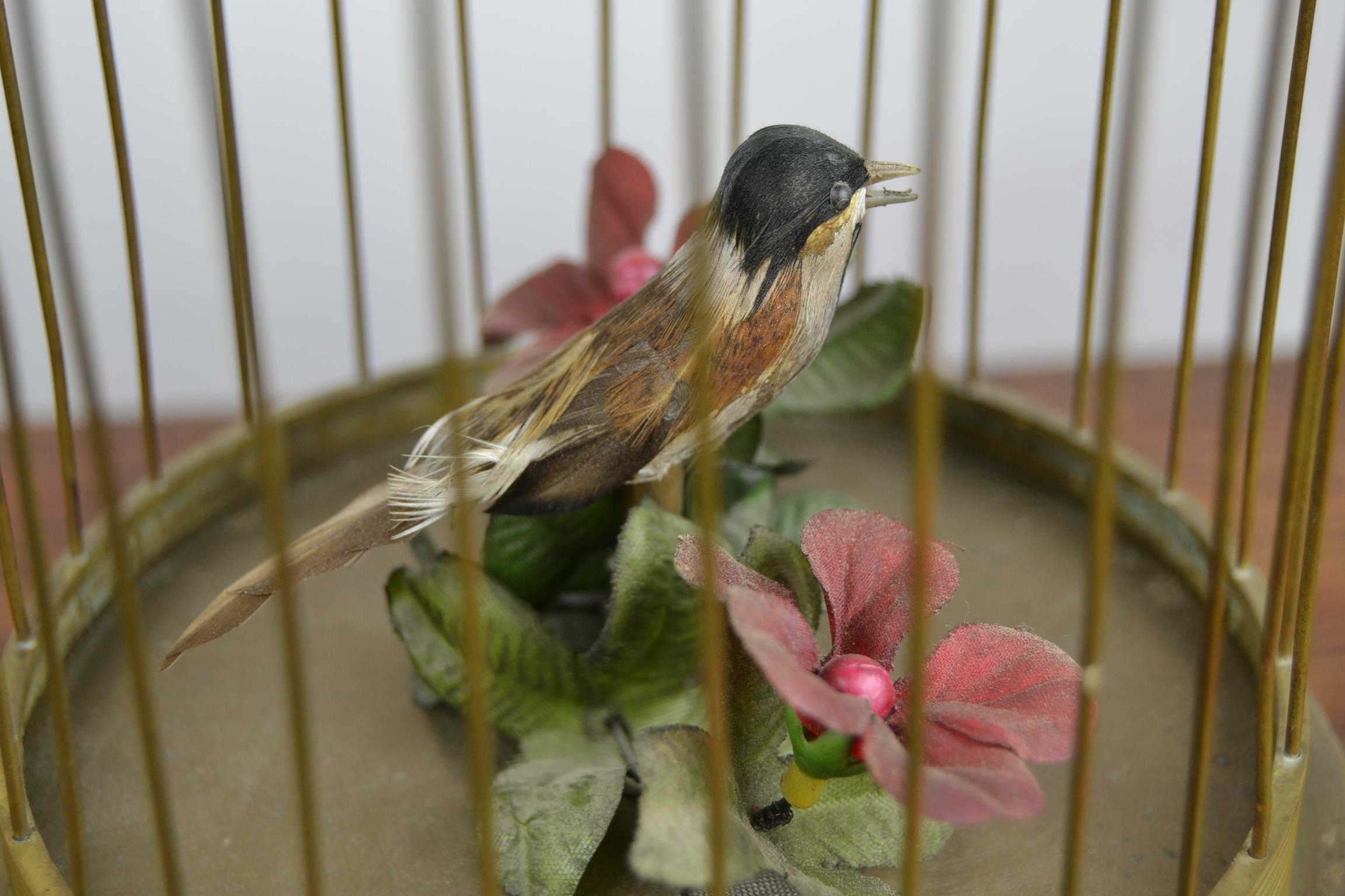 European Bird Cage with Singing Bird Automaton, Europe, Mid-20th Century