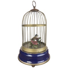 Vintage Bird Cage with Singing Bird Automaton, Europe, Mid-20th Century