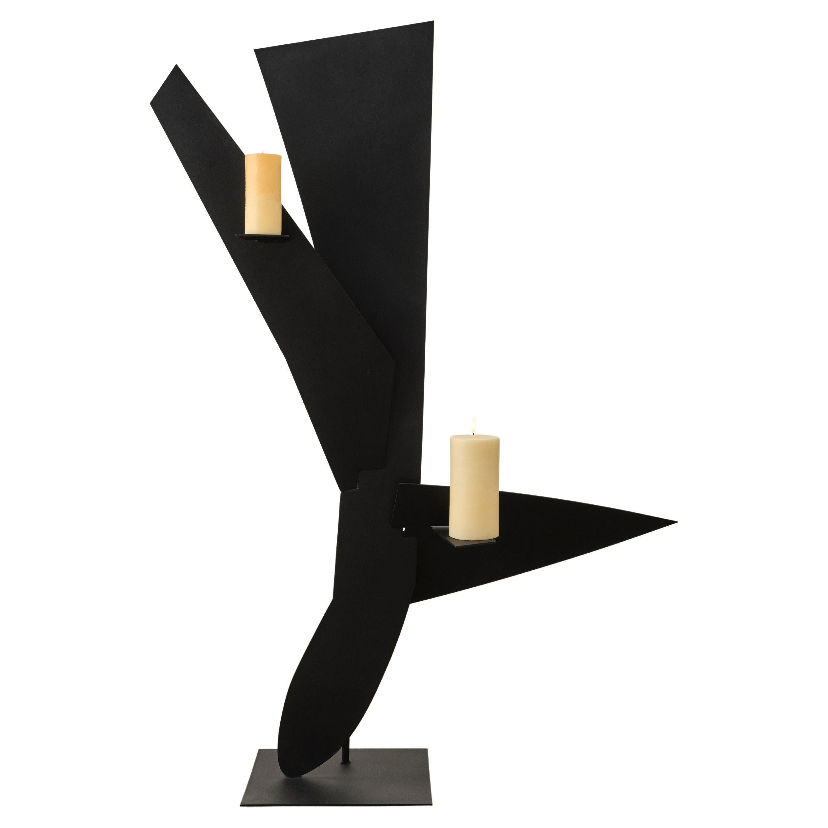 Bird Candleholder in Black Powder Coat For Sale