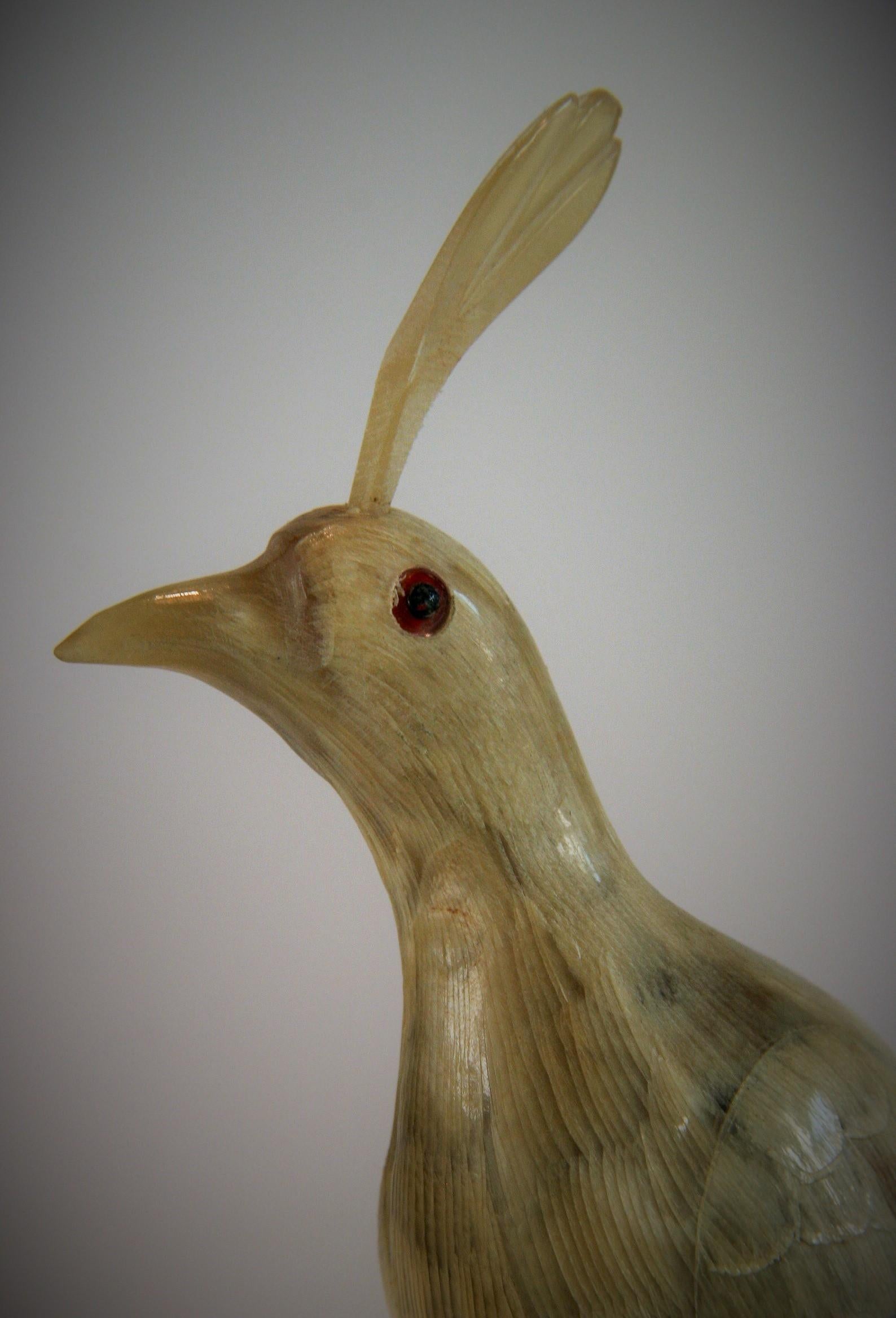 Arte Popular Pájaro Tallado Cuerno Firmado Justa en venta 14