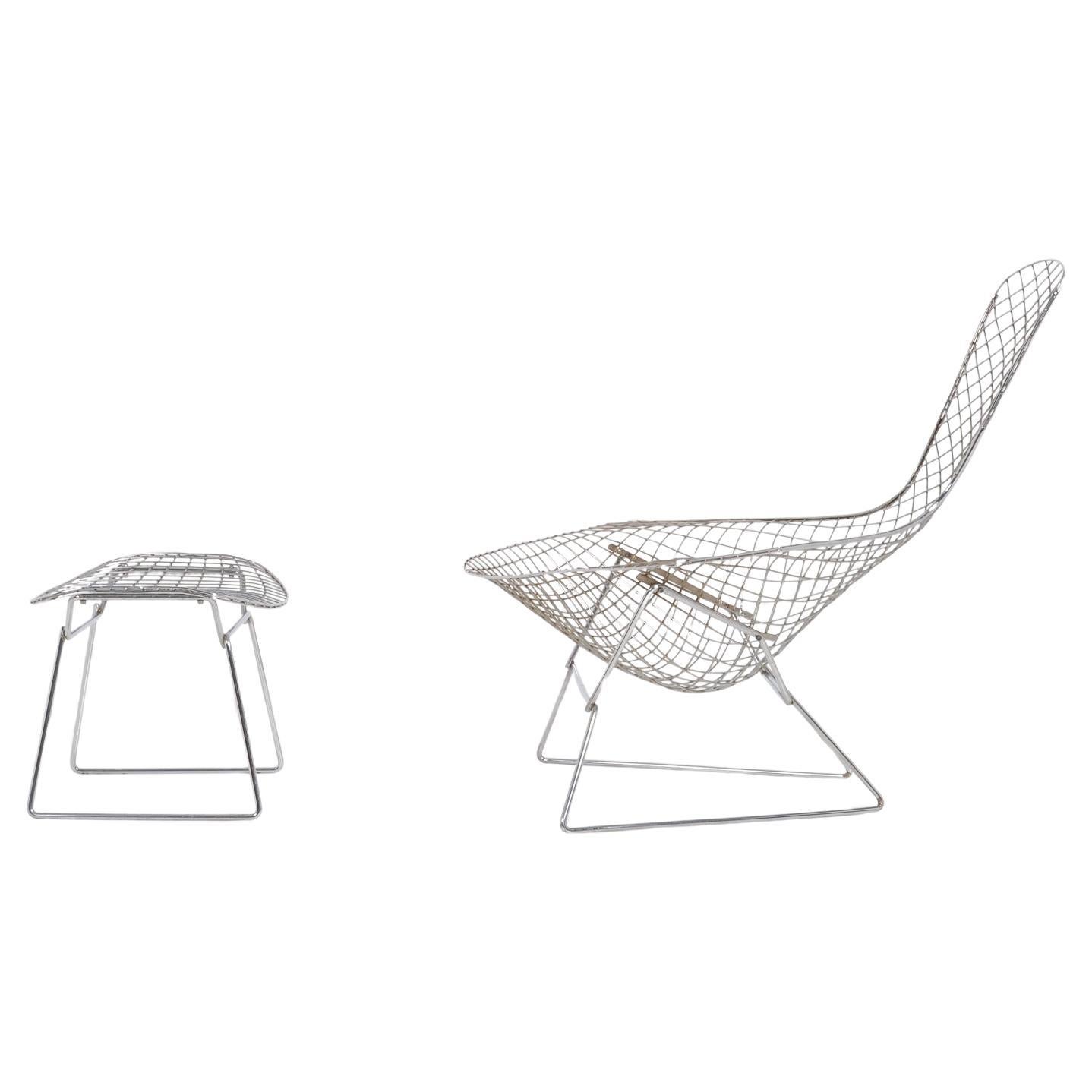 Bird Chair with Ottoman by H. Bertoia for Knoll Int. / De Coene in vendita