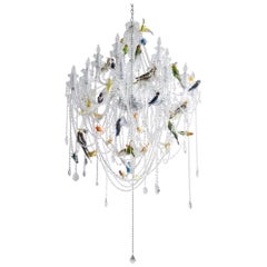 "Bird Chandelier" Crystal Chandelier with Taxidermy Birds by Sebastian Errazuriz