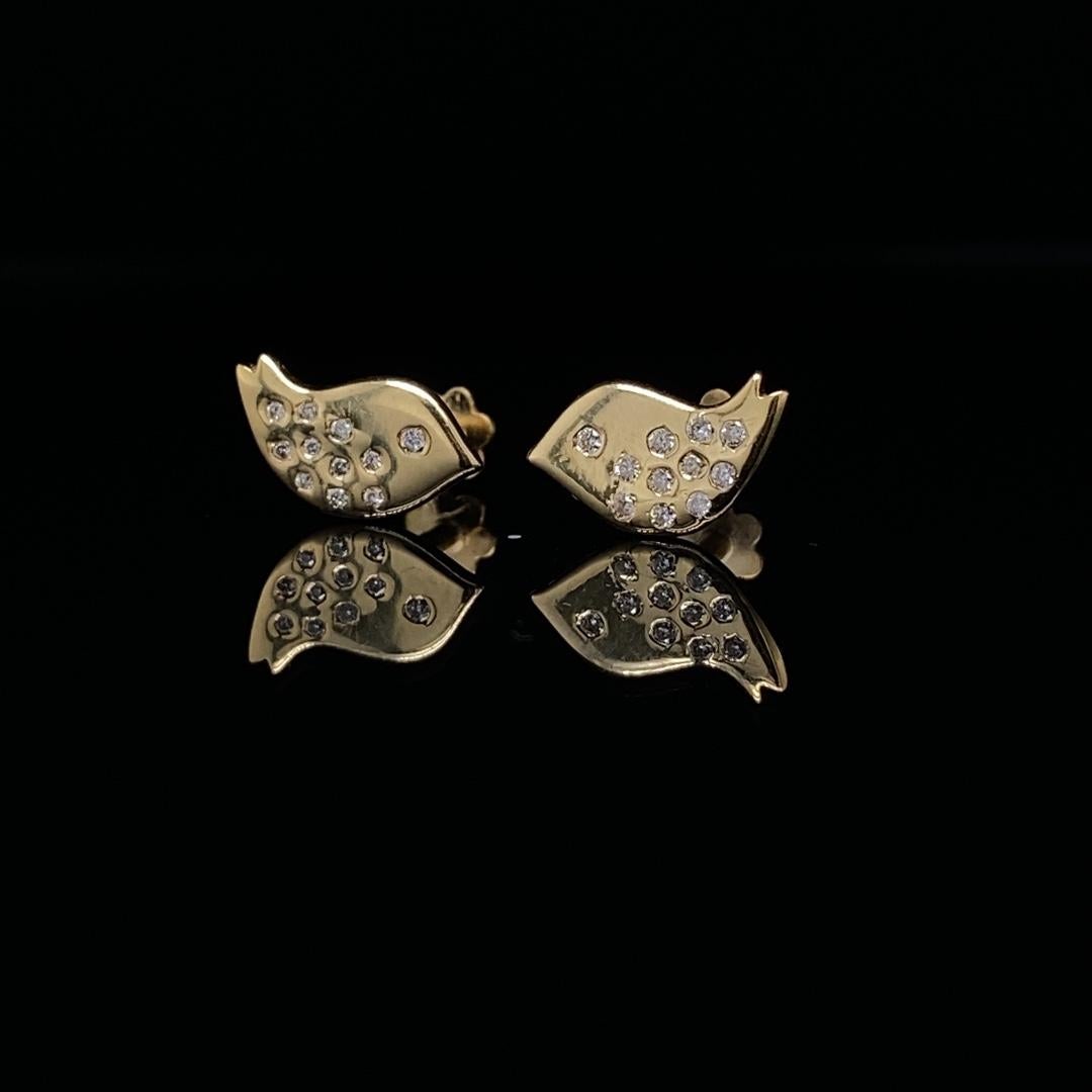 Women's Bird Diamond Earrings for Girls (Kids/Toddlers) in 18K Solid Gold For Sale