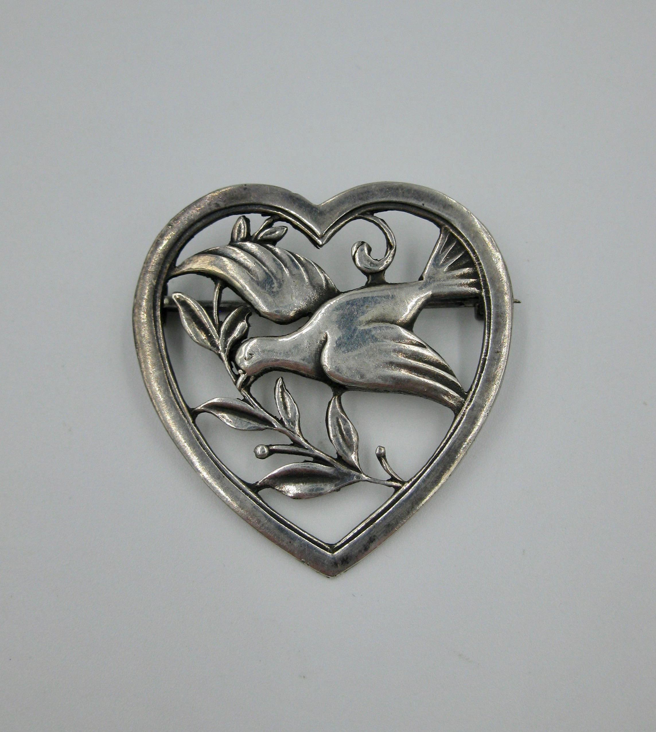 silver heart brooch