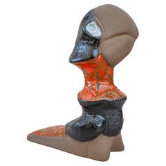 Bird figurine, a rare ceramic stylized toucan bird by Upsala Ekeby, Sweden.