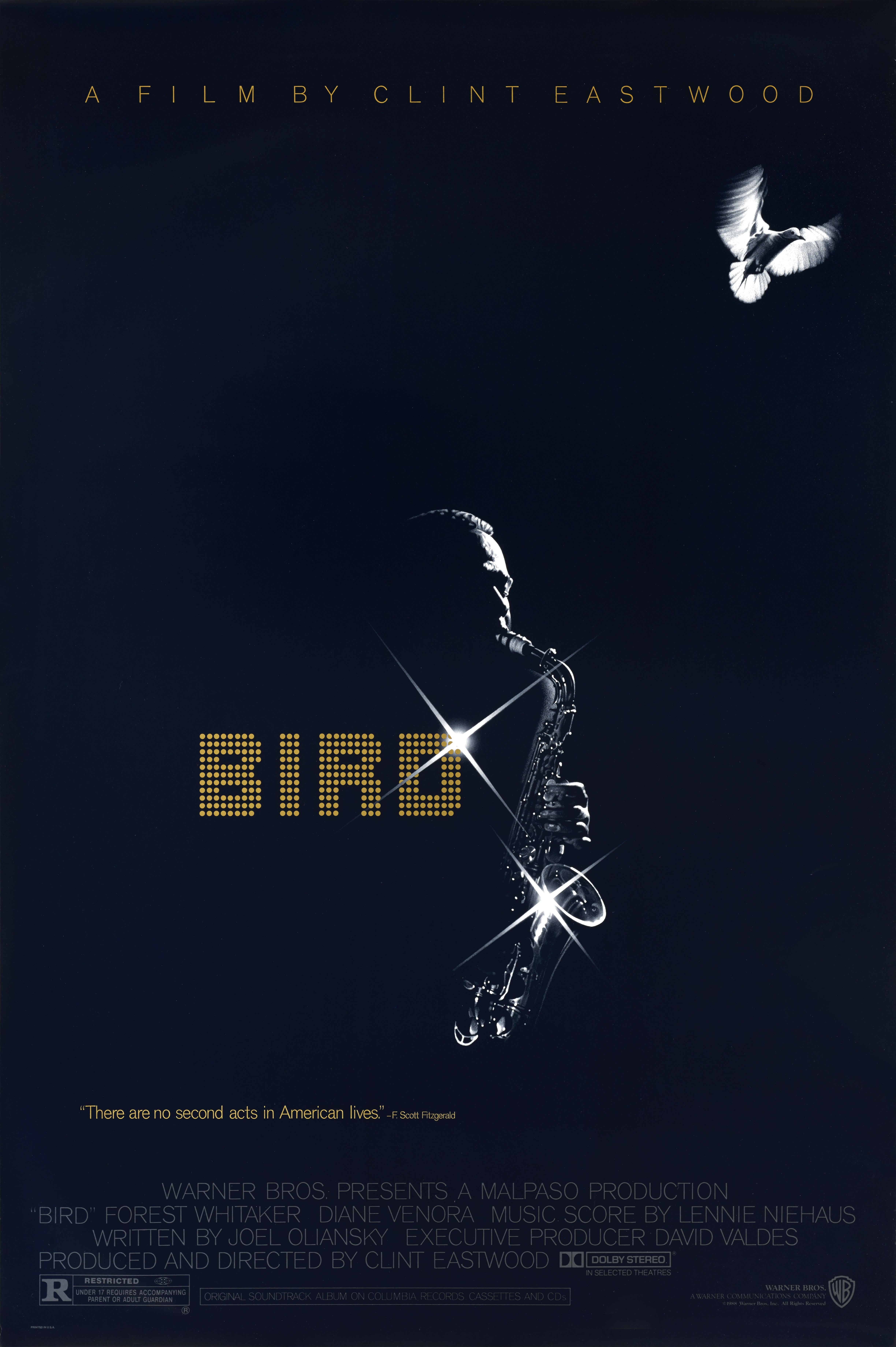 Original US film poster for Clint Eastwood's 1988 Biography film about the life of the Jazz musician Charlie 