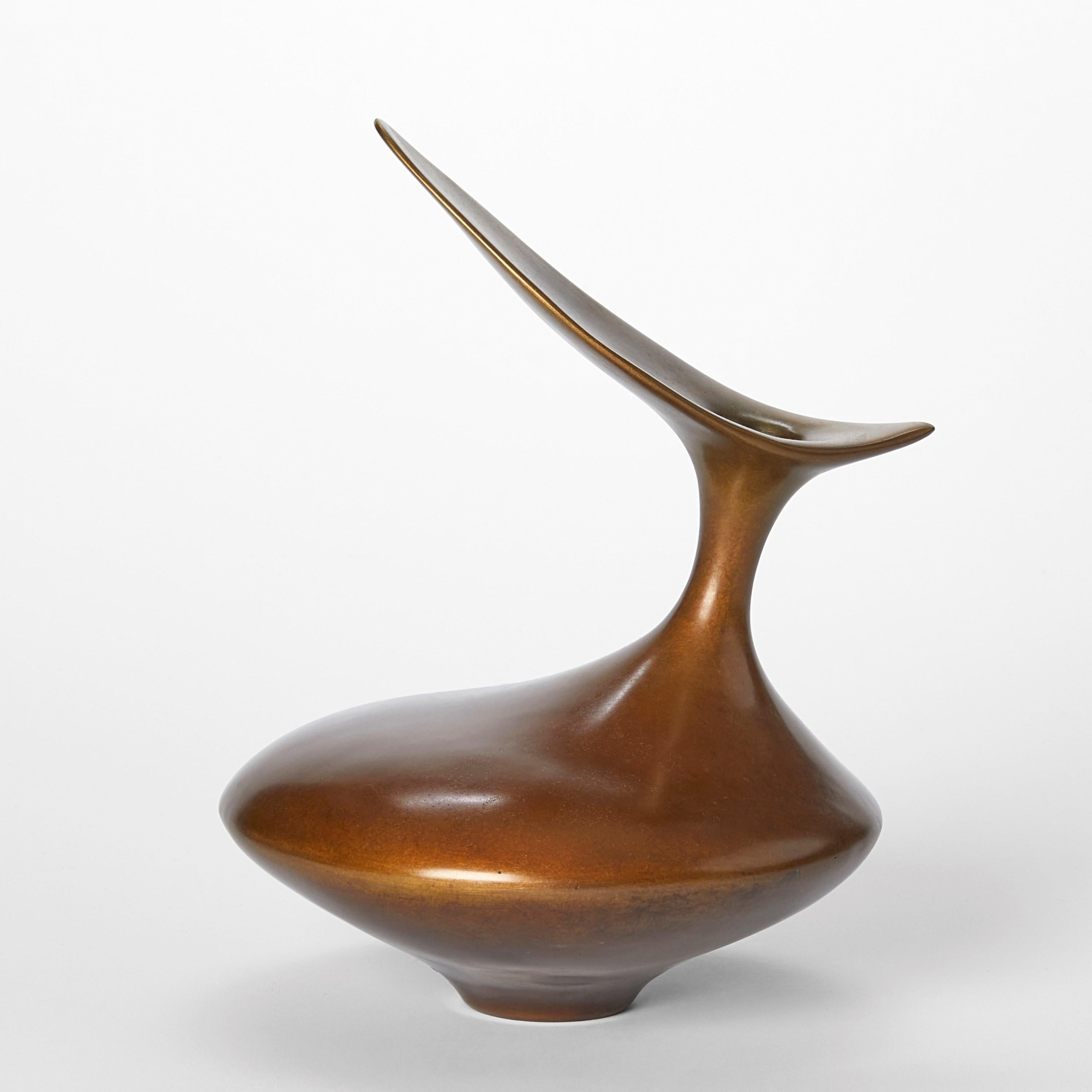 Cast  Bird Form, abstract bronze sculpture by Vivienne Foley