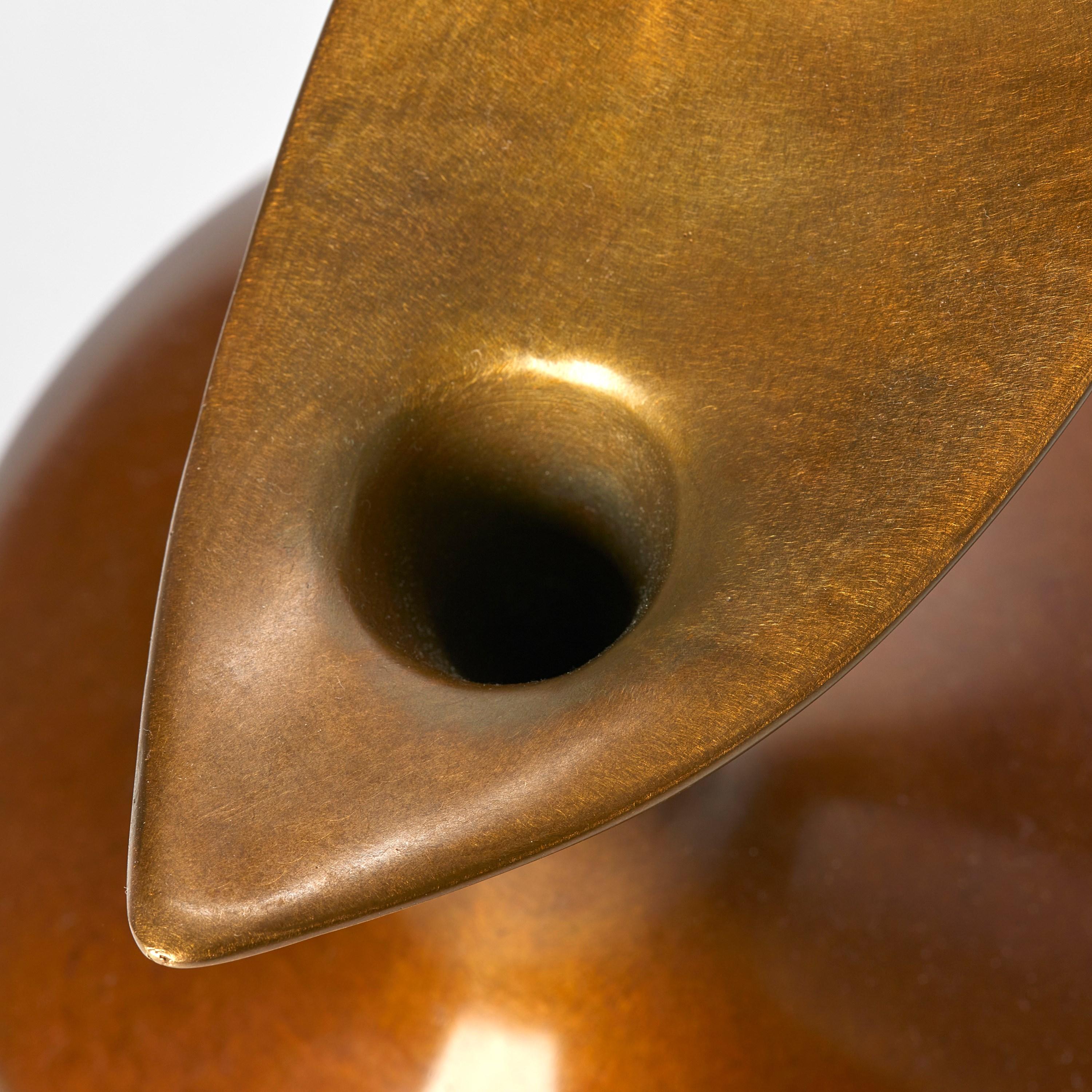 Contemporary  Bird Form, abstract bronze sculpture by Vivienne Foley