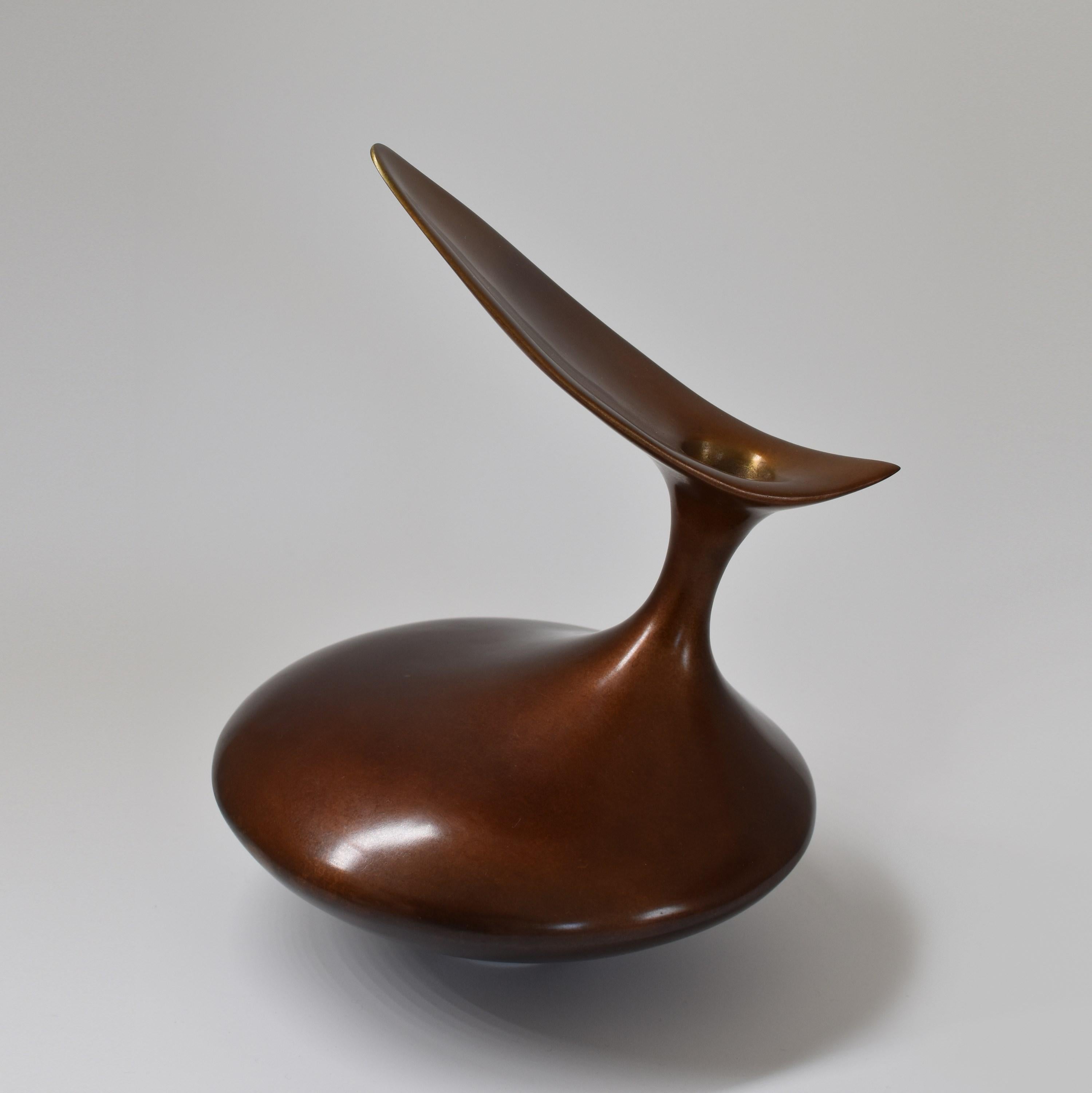Bronze  Bird Form, abstract bronze sculpture by Vivienne Foley