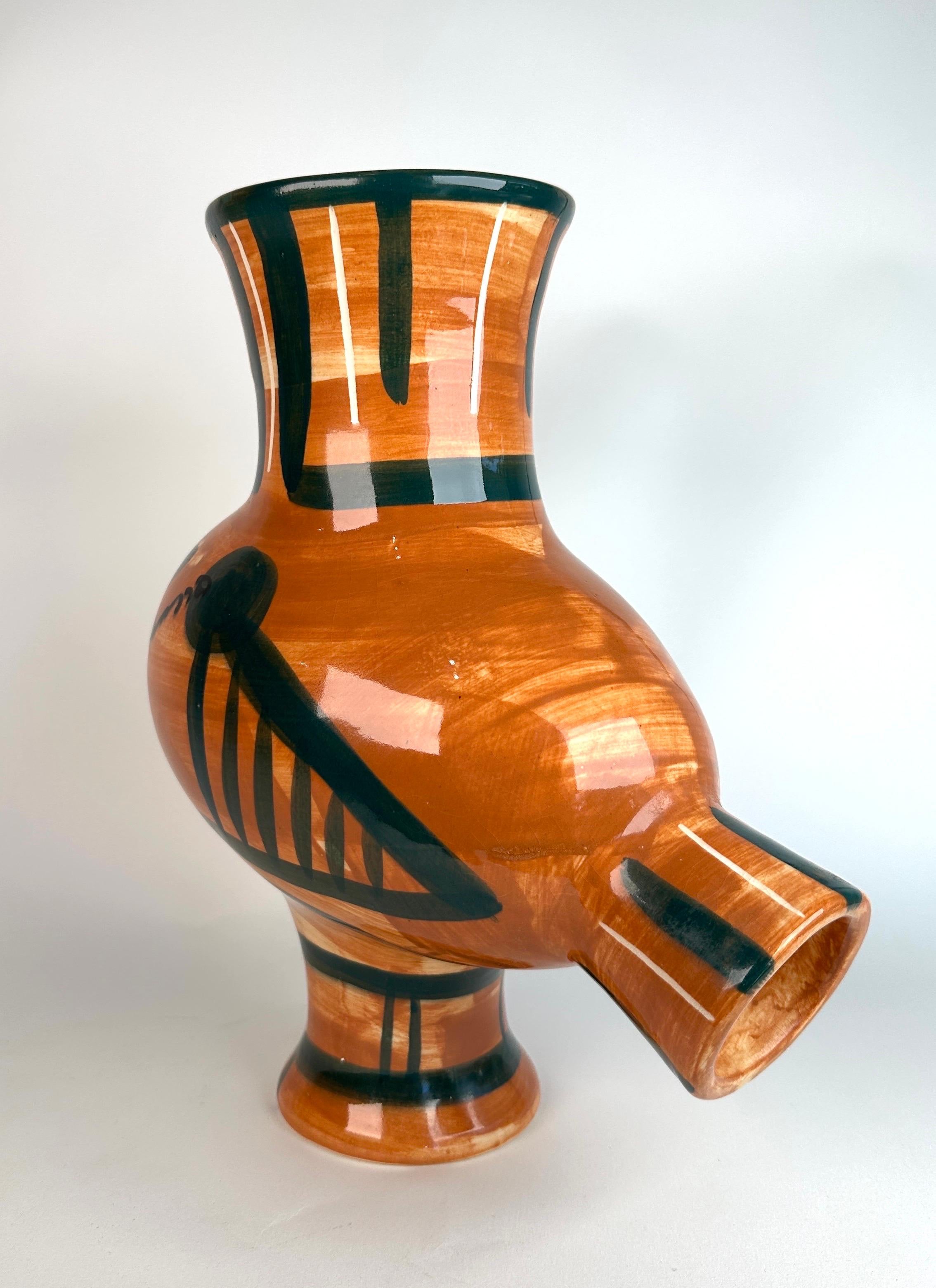 Bird form vase, stamped Padilla edition Pablo Picasso