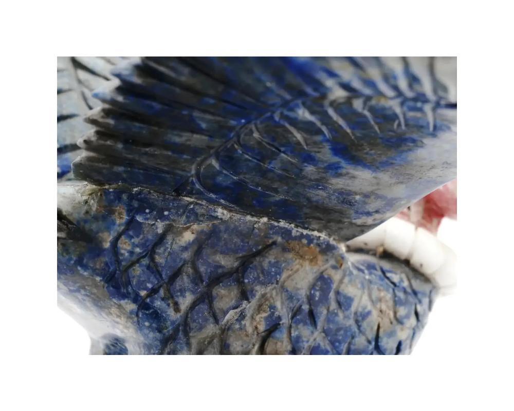 Bird Hand Carved Lapis Lazuli Rhodonite Figure For Sale 3