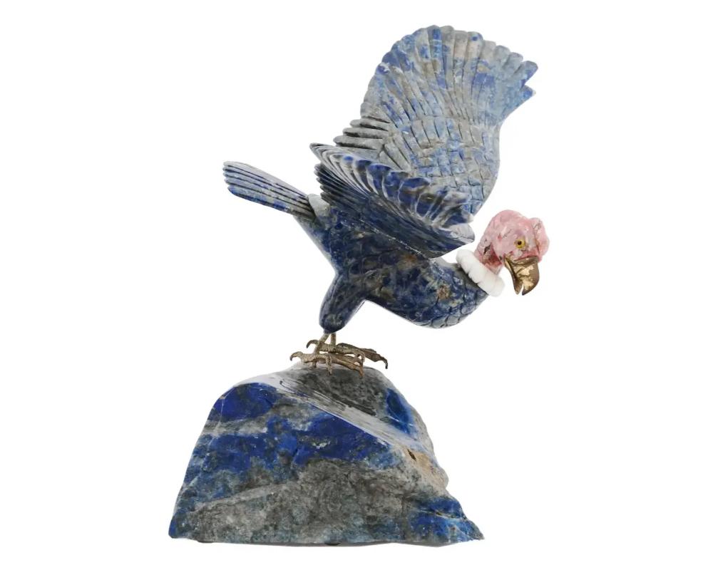 Hand-Carved Bird Hand Carved Lapis Lazuli Rhodonite Figure For Sale