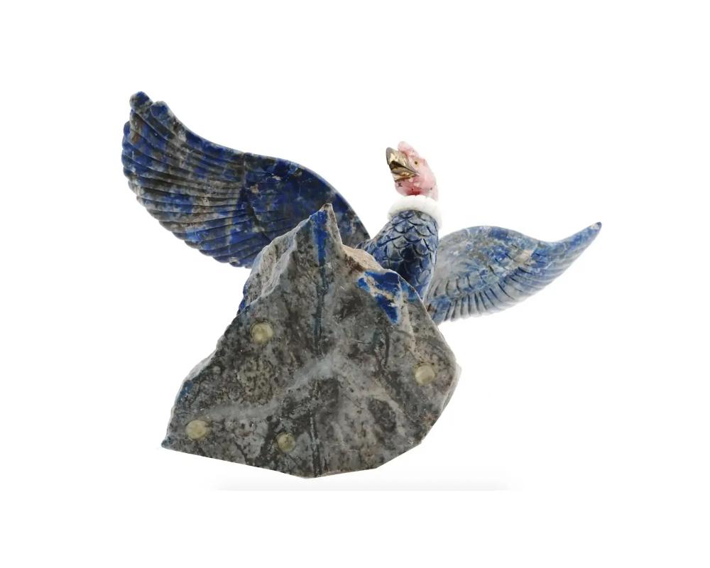 Bird Hand Carved Lapis Lazuli Rhodonite Figure For Sale 1