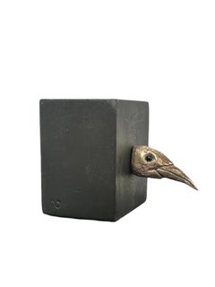 Bird Head No. 2, Cast silver bird with black glass eyes, Original Jim Rose