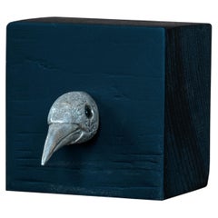 Bird Head No. 2, Cast silver bird with black glass eyes, Original Jim Rose