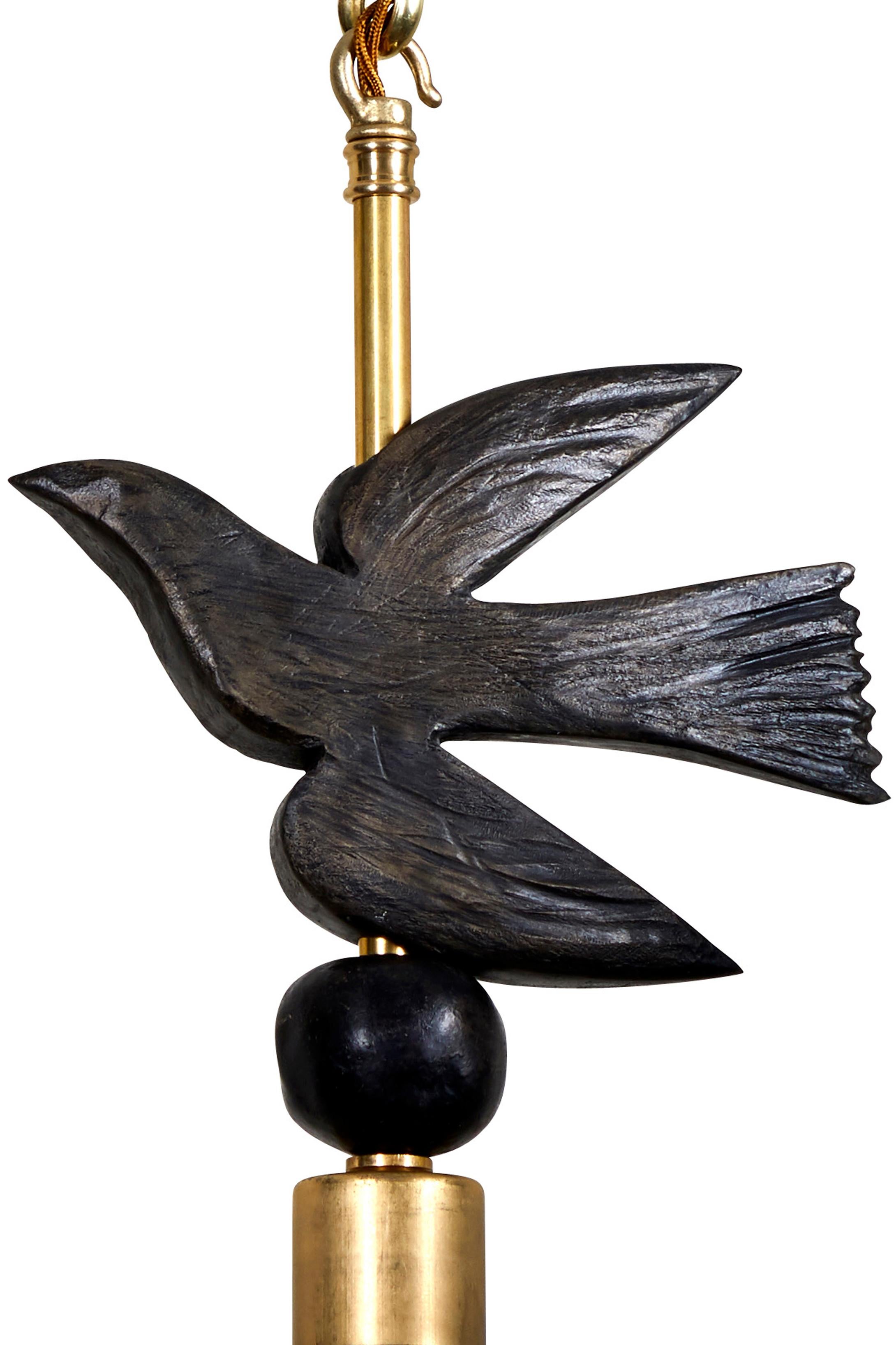 Modern 'Bird in Flight' Sculptural Pendant, Brass and Bronze-Resin by Margit Wittig