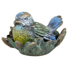 Bird in Nest Vienna Bronze Miniature Sculpture, Austria, circa 1915