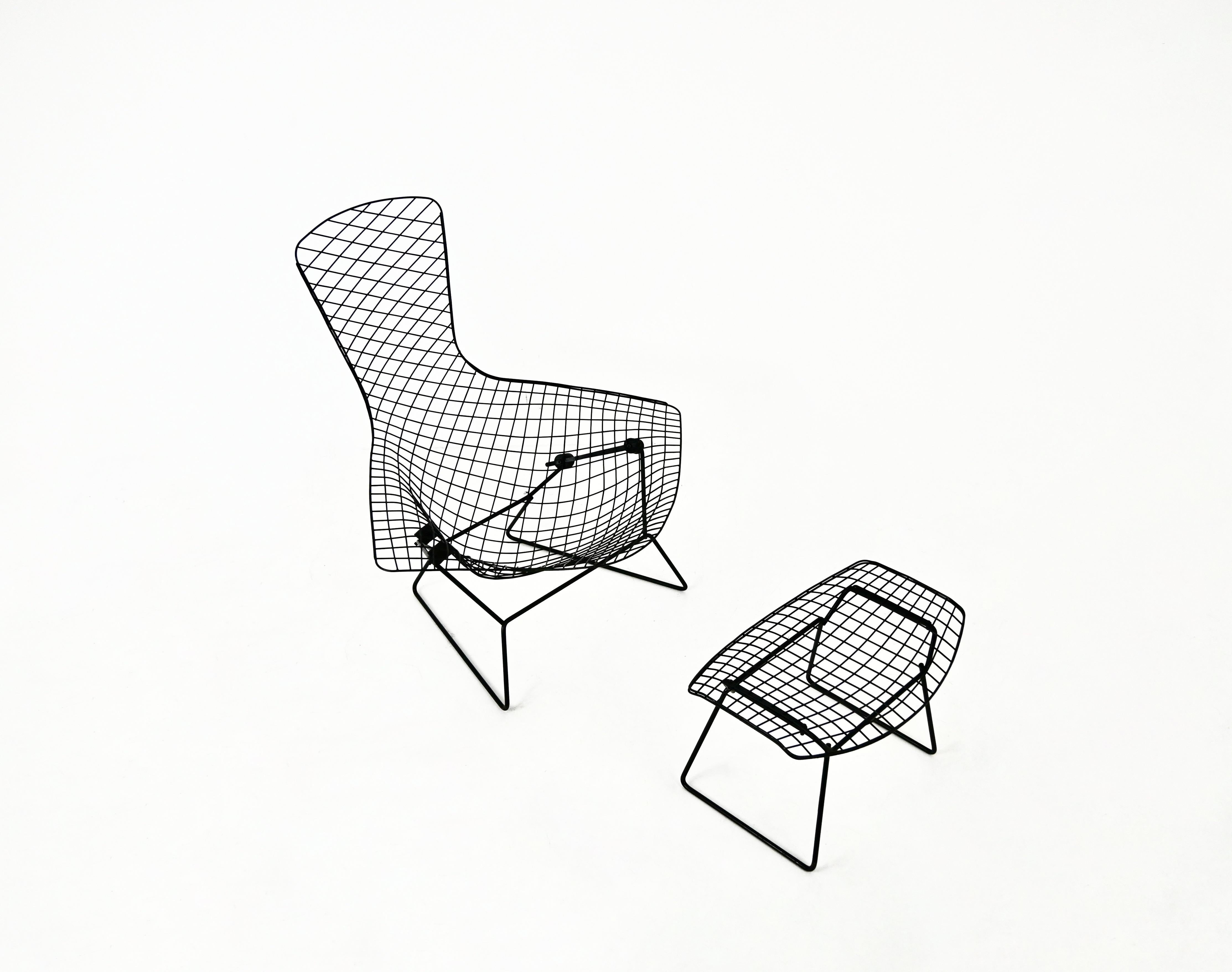 Mid-Century Modern Bird Chair with Ottoman by Harry Bertoia for Knoll, 1960 For Sale