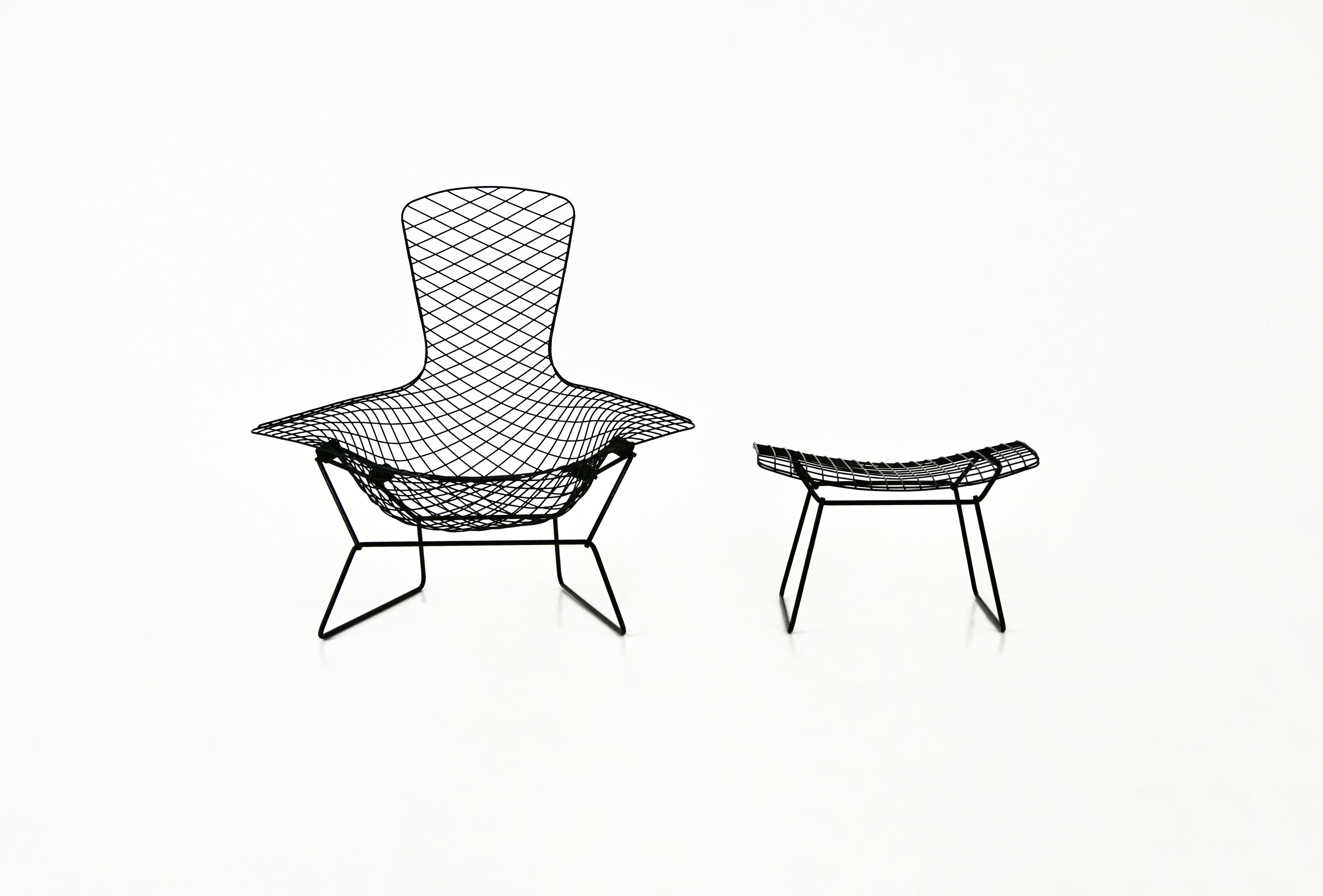 Central American Bird Chair with Ottoman by Harry Bertoia for Knoll, 1960 For Sale