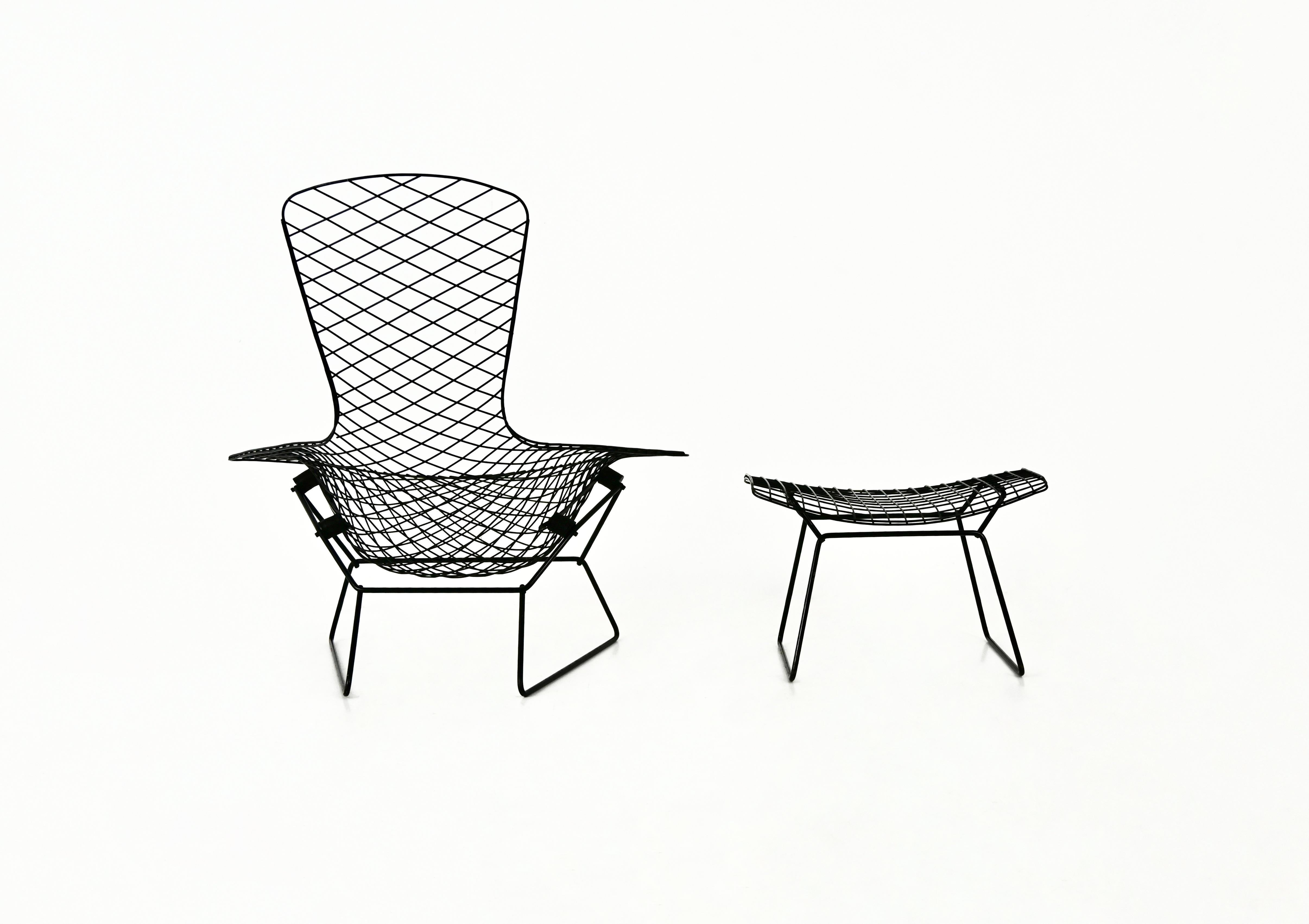 Mid-20th Century Bird Chair with Ottoman by Harry Bertoia for Knoll, 1960 For Sale
